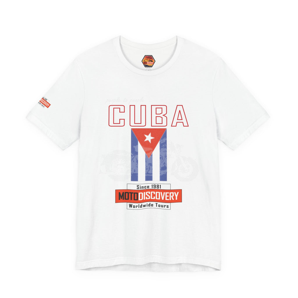 Cuba MotoDiscovery Tee — Vintage Cuban Flag Rider T-Shirt