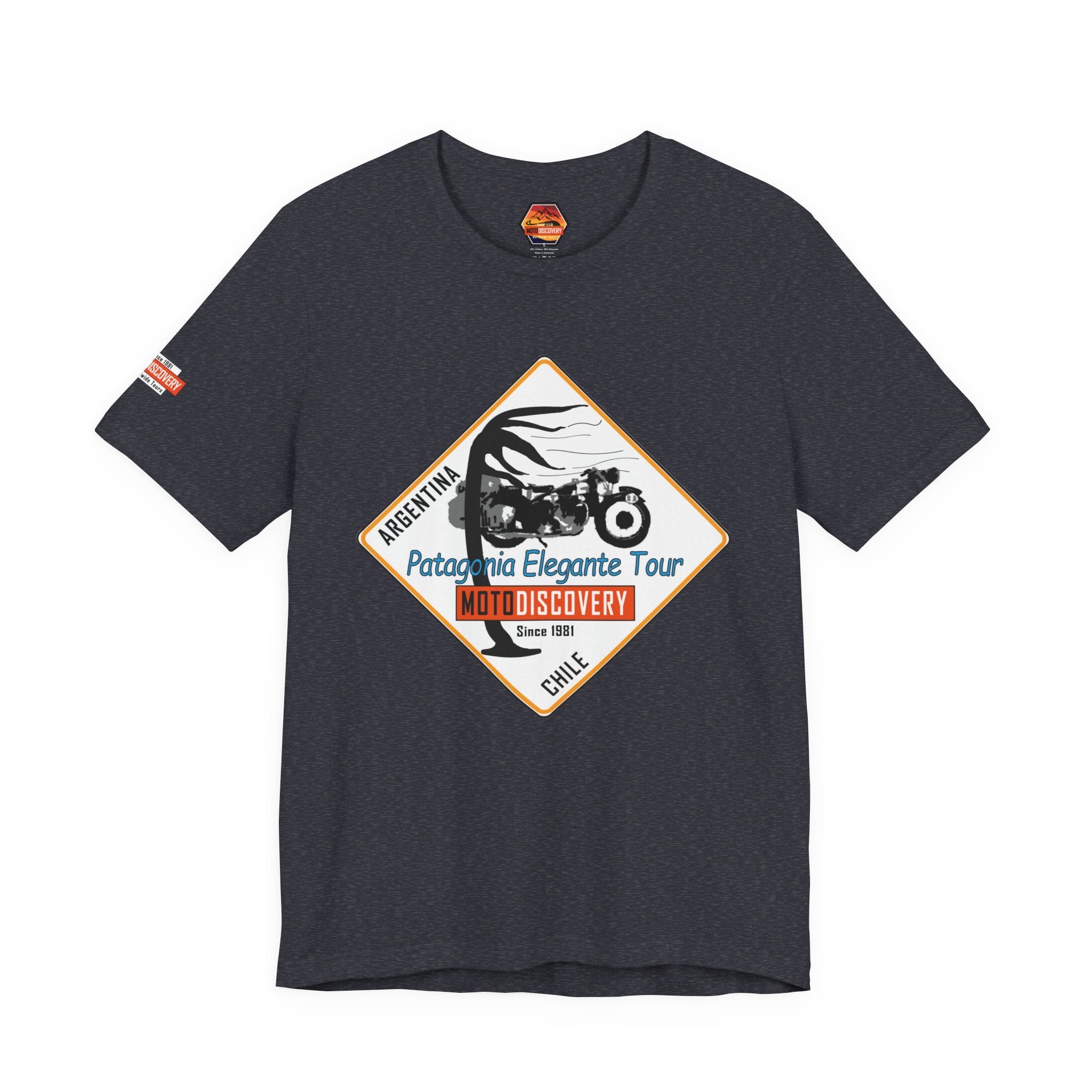 MotoDiscovery Patagonia Tour T-Shirt — 'Patagonia Elegante Tour' Motorcycle Rider Tee