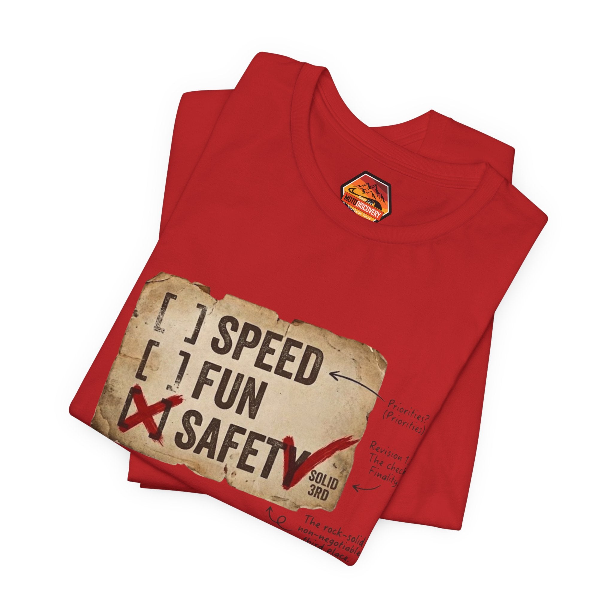 Safety First Tee — "Speed, Fun, Safety" Graphic T-Shirt
