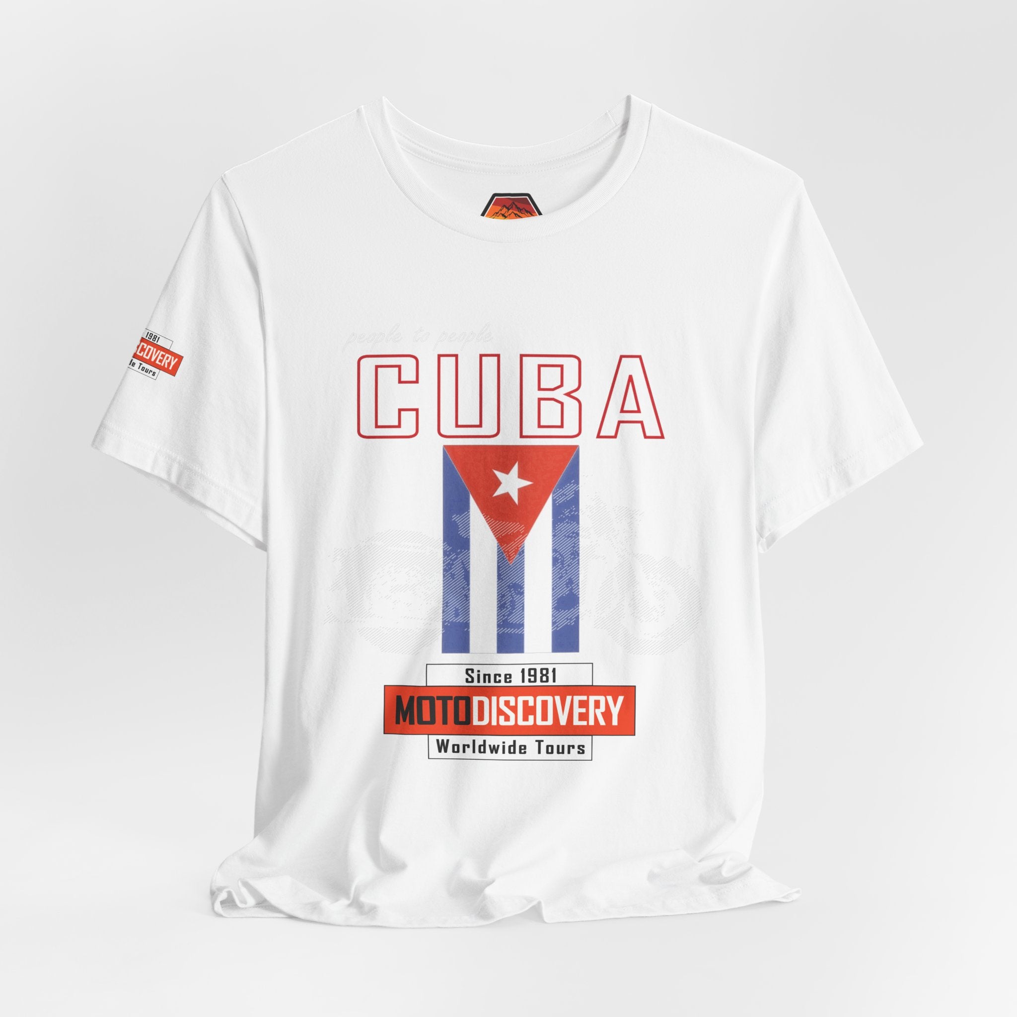 Cuba MotoDiscovery Tee — Vintage Cuban Flag Rider T-Shirt