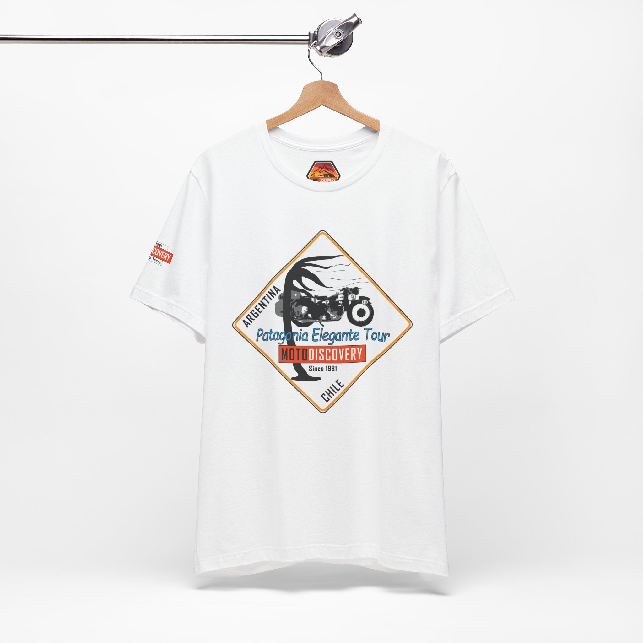 MotoDiscovery Patagonia Tour T-Shirt — 'Patagonia Elegante Tour' Motorcycle Rider Tee