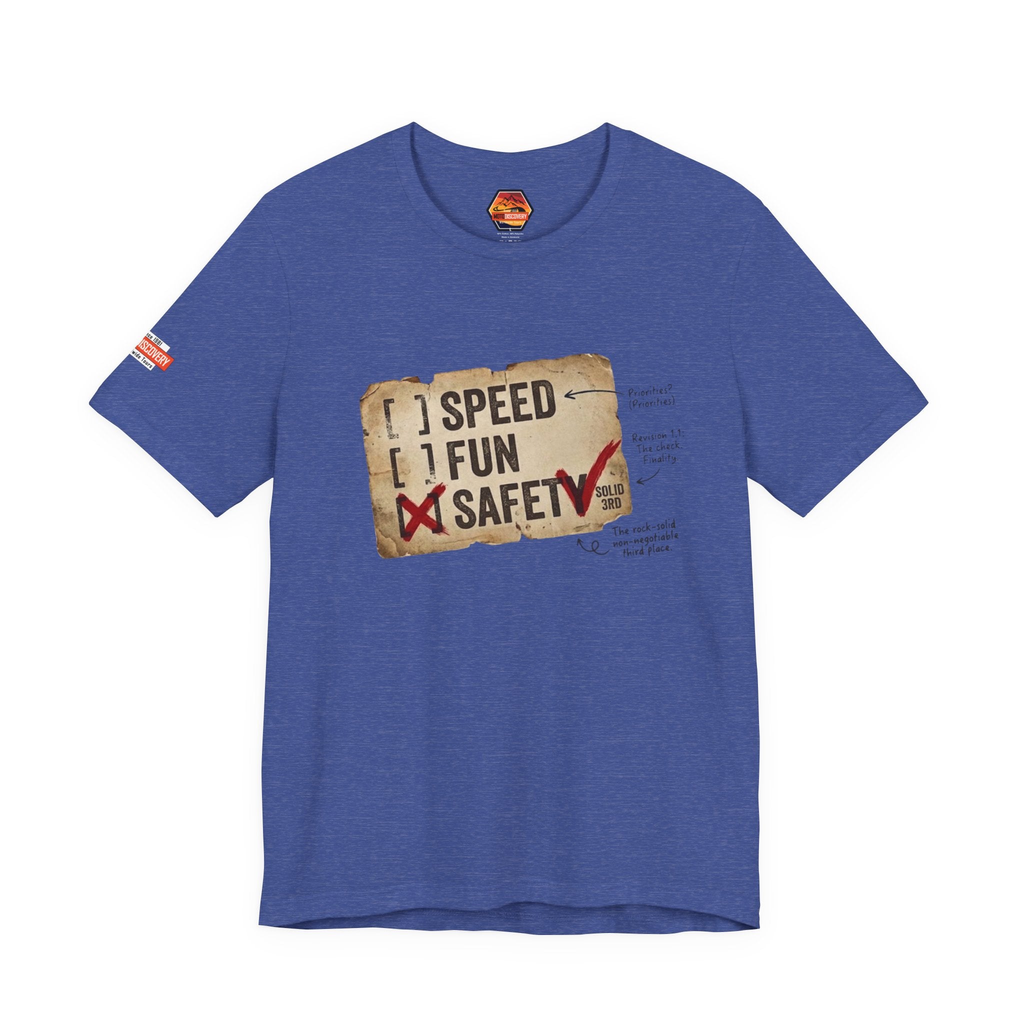 Safety First Tee — "Speed, Fun, Safety" Graphic T-Shirt