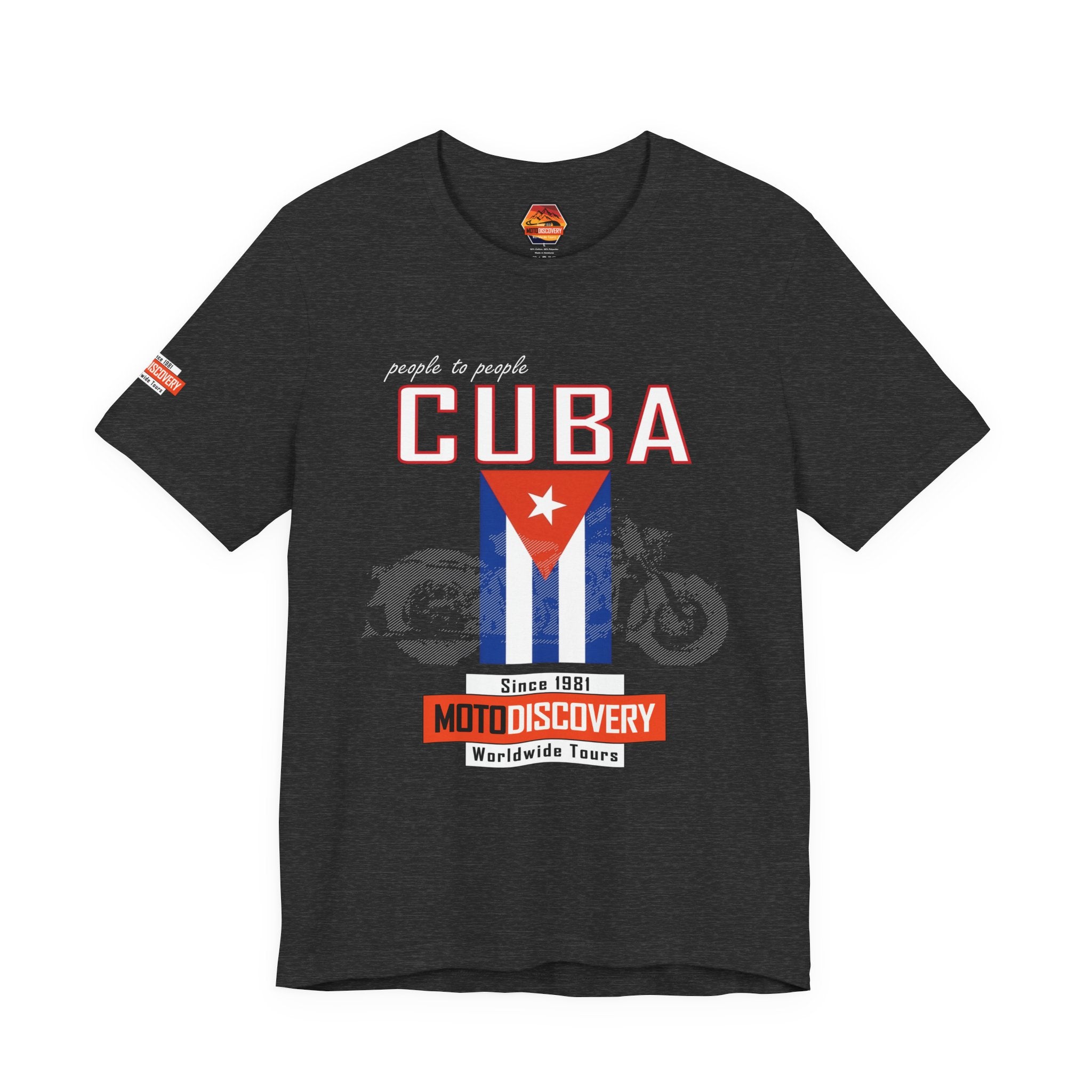 Cuba MotoDiscovery Tee — Vintage Cuban Flag Rider T-Shirt