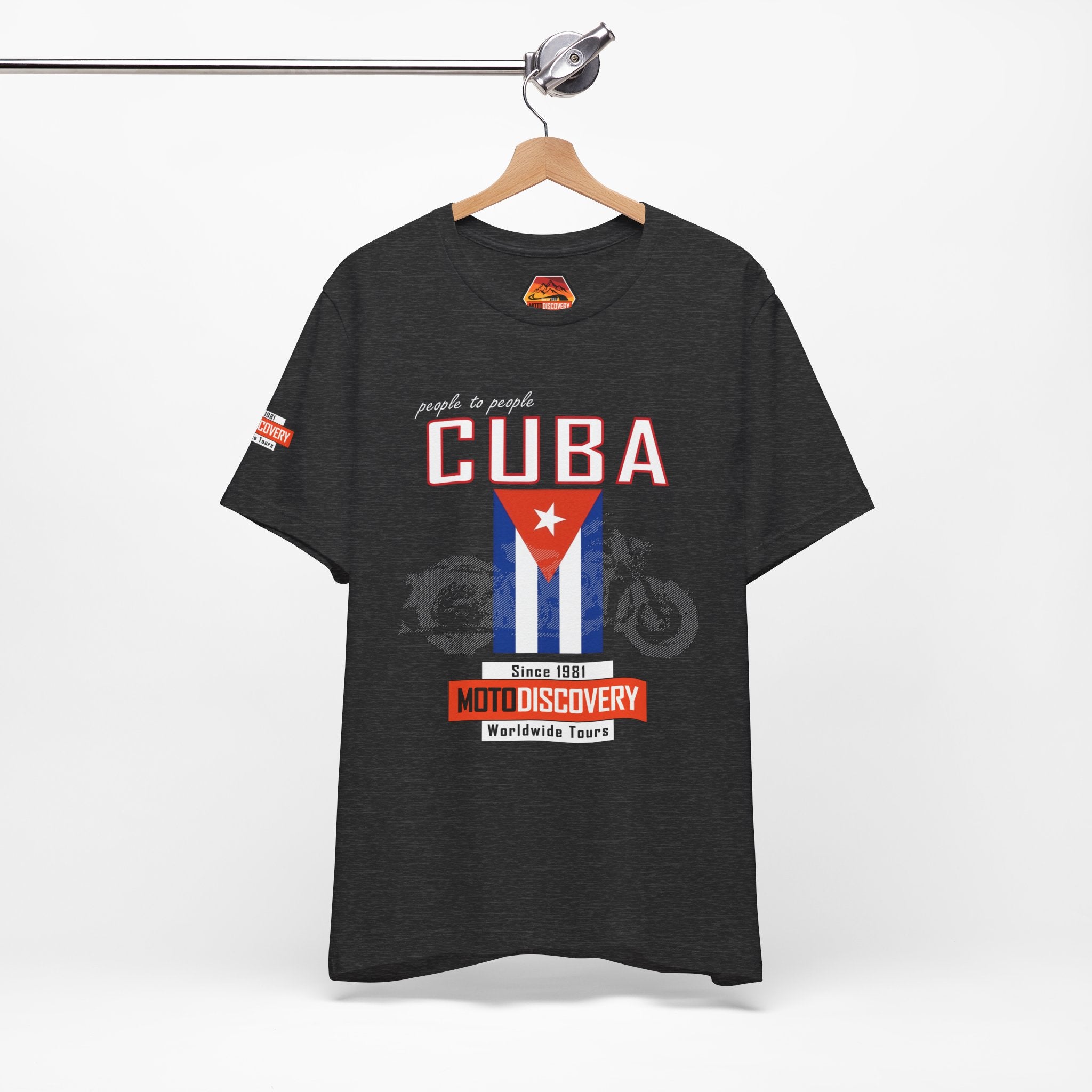 Cuba MotoDiscovery Tee — Vintage Cuban Flag Rider T-Shirt