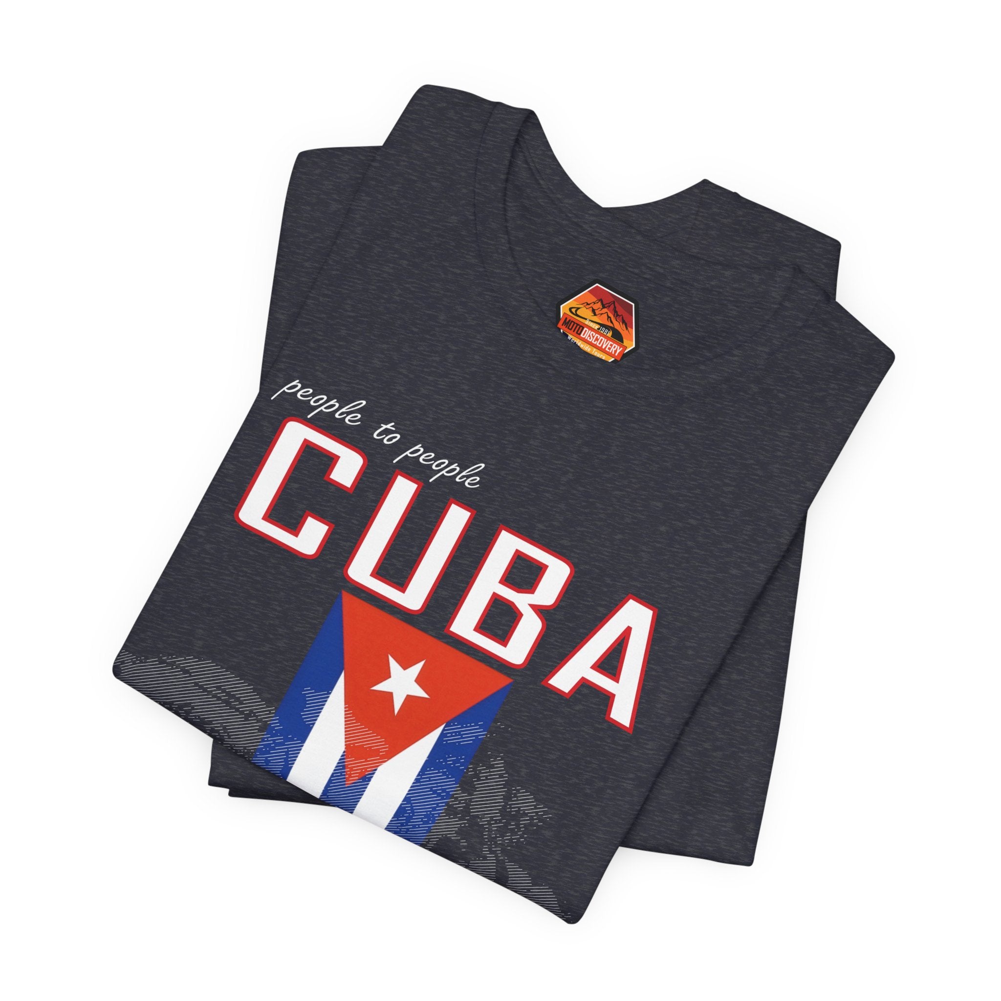 Cuba MotoDiscovery Tee — Vintage Cuban Flag Rider T-Shirt