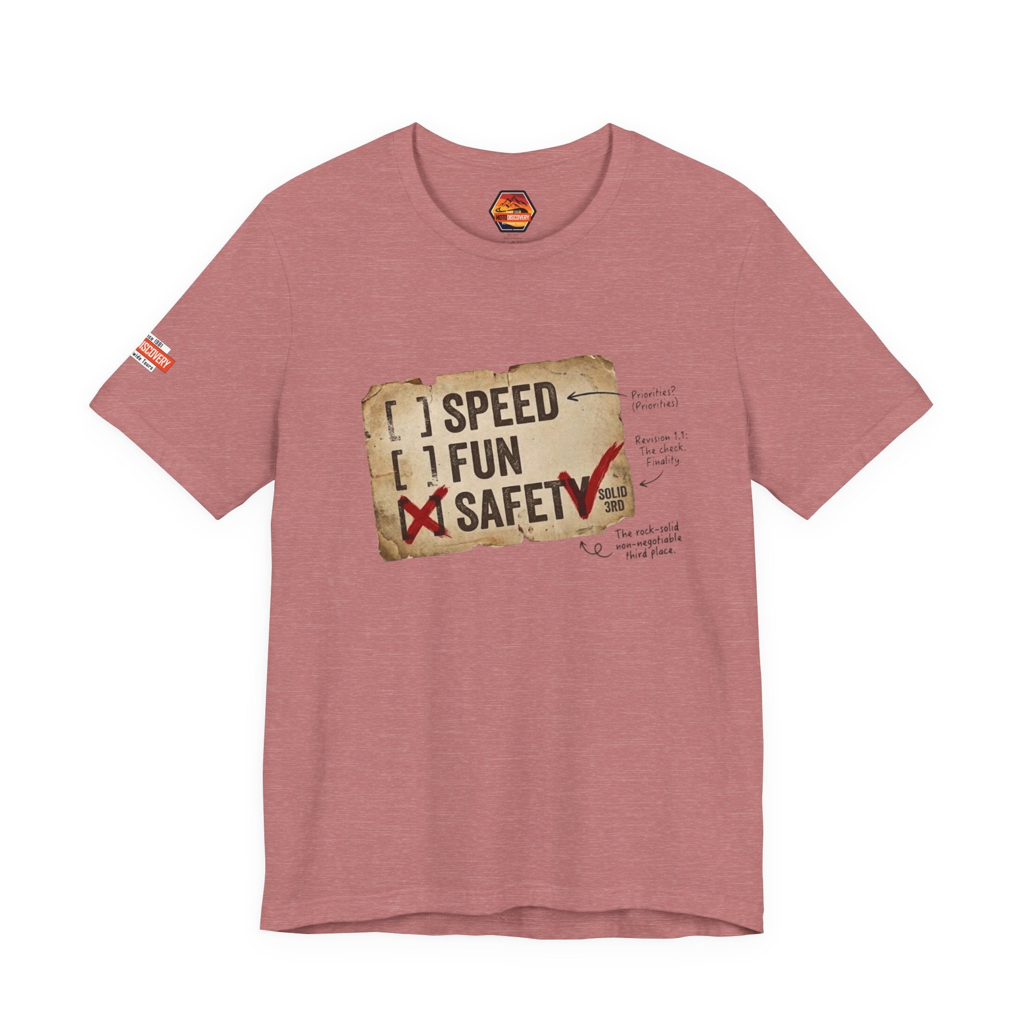 Safety First Tee — "Speed, Fun, Safety" Graphic T-Shirt