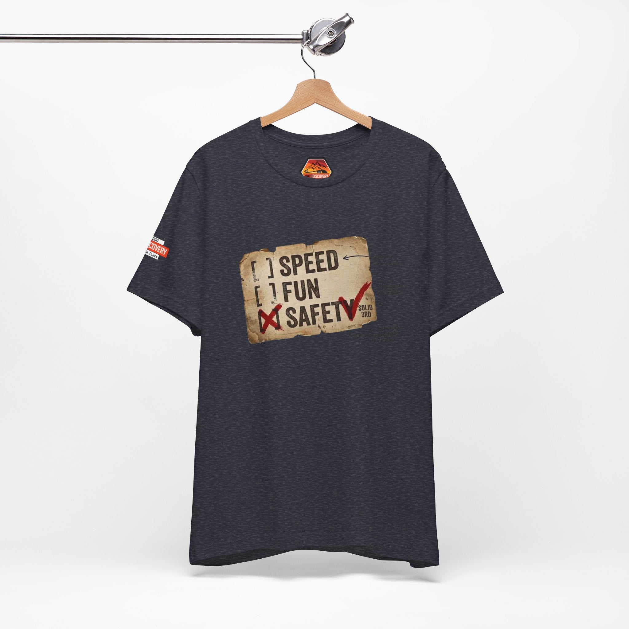 Safety First Tee — "Speed, Fun, Safety" Graphic T-Shirt