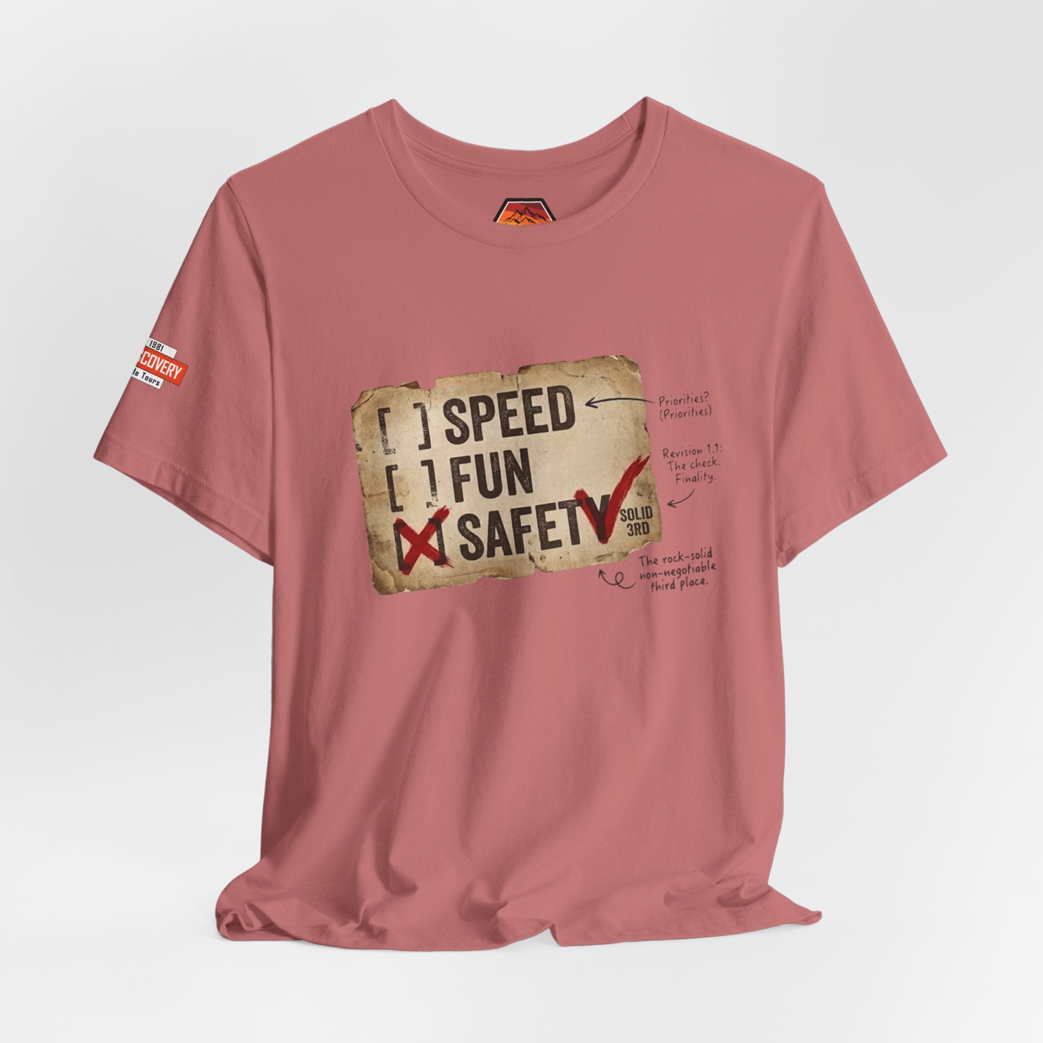 Safety First Tee — "Speed, Fun, Safety" Graphic T-Shirt