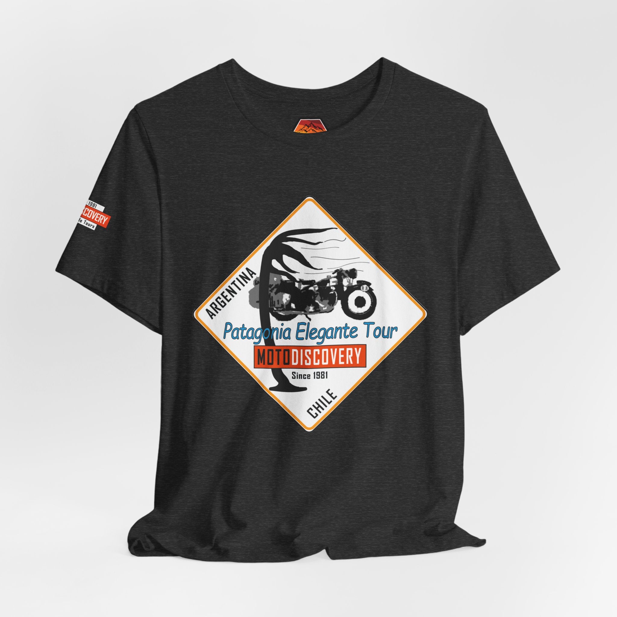MotoDiscovery Patagonia Tour T-Shirt — 'Patagonia Elegante Tour' Motorcycle Rider Tee