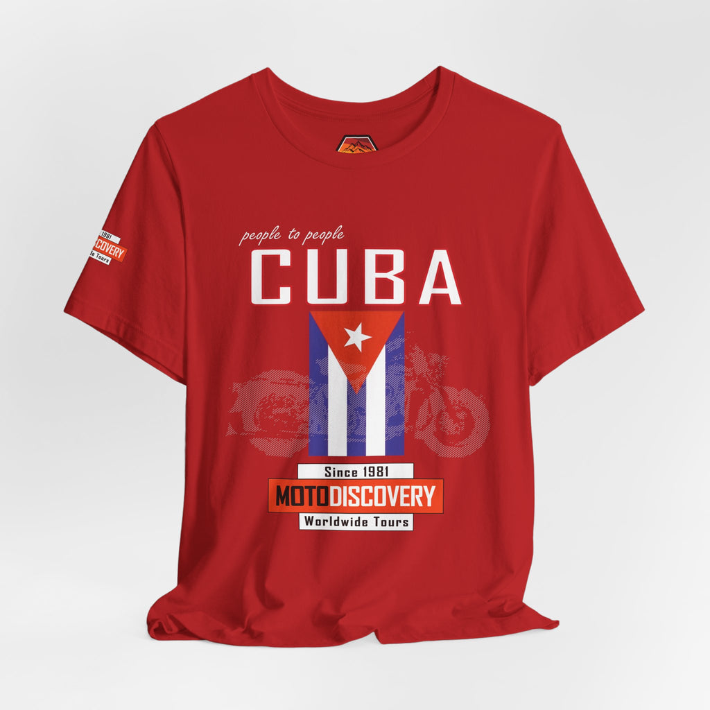 Cuba MotoDiscovery Tee — Vintage Cuban Flag Rider T-Shirt