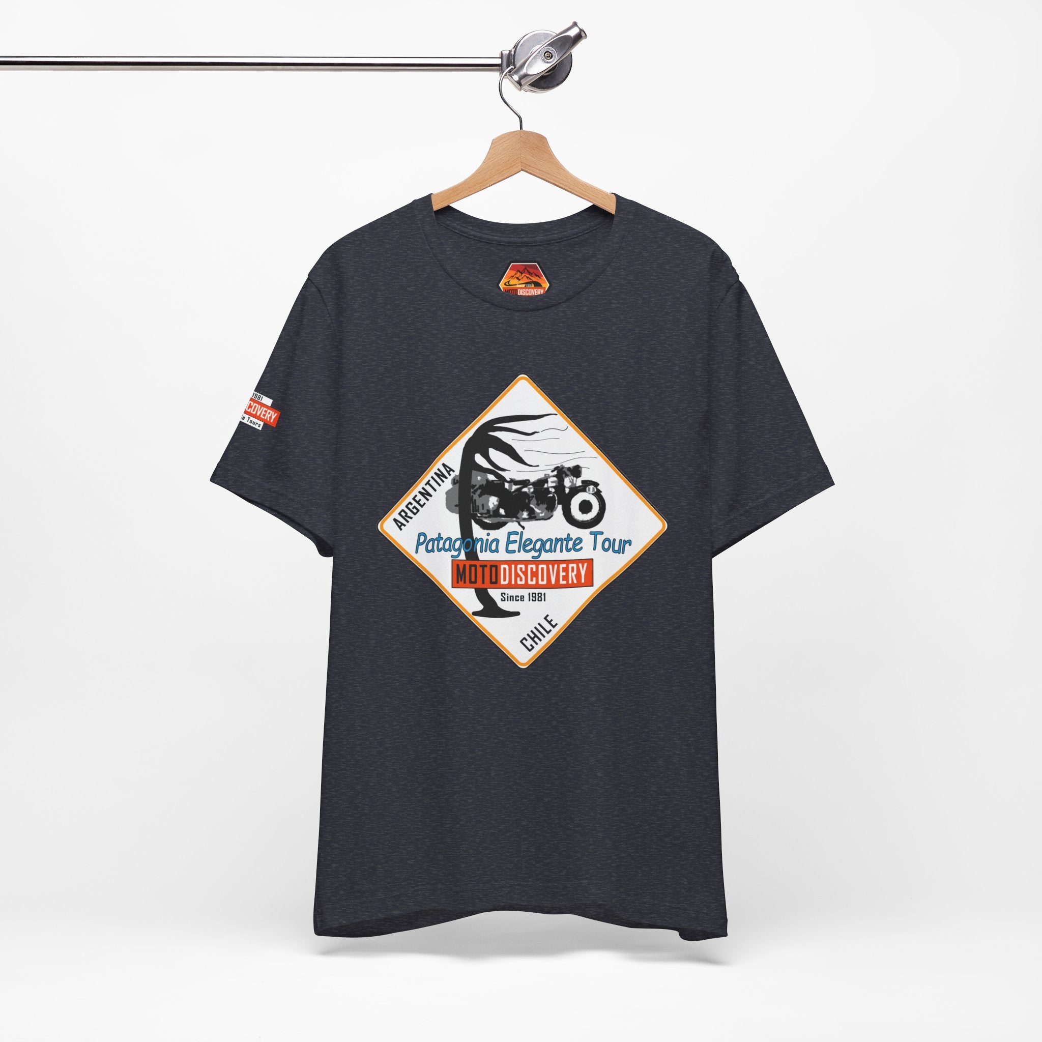 MotoDiscovery Patagonia Tour T-Shirt — 'Patagonia Elegante Tour' Motorcycle Rider Tee