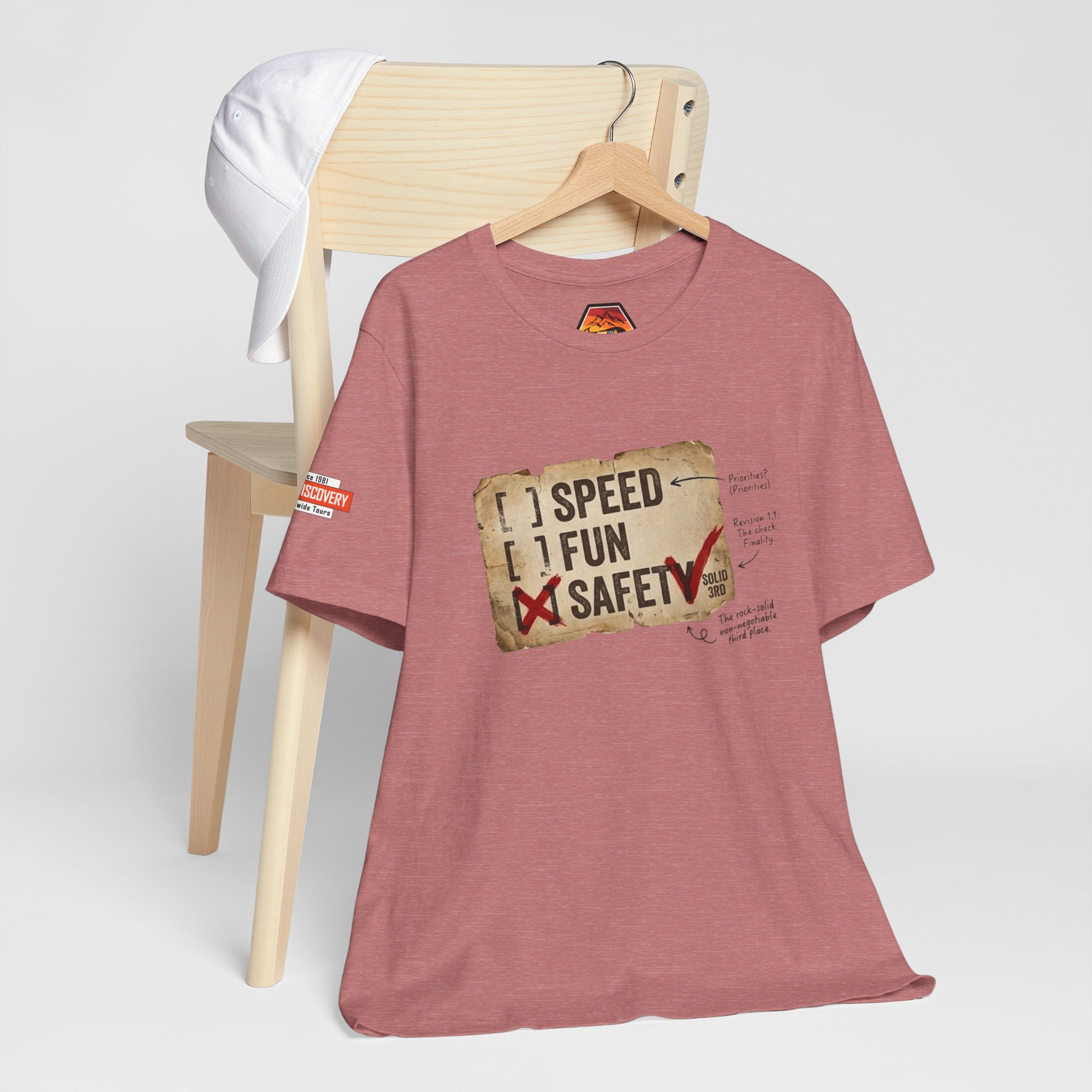 Safety First Tee — "Speed, Fun, Safety" Graphic T-Shirt