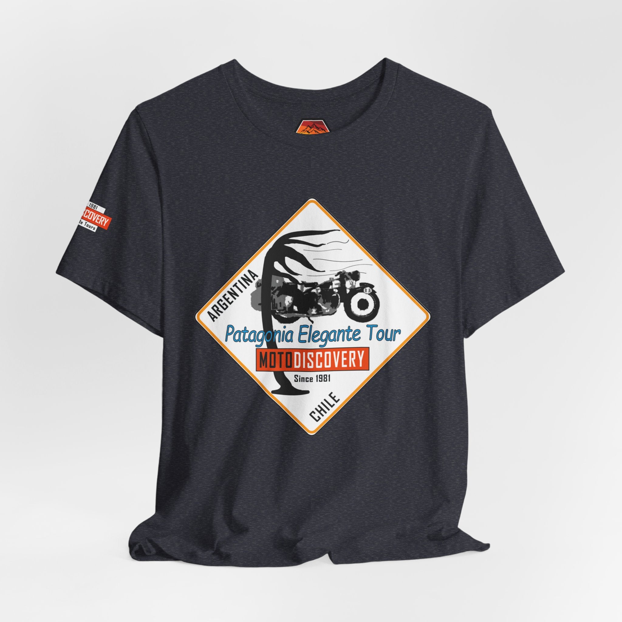 MotoDiscovery Patagonia Tour T-Shirt — 'Patagonia Elegante Tour' Motorcycle Rider Tee