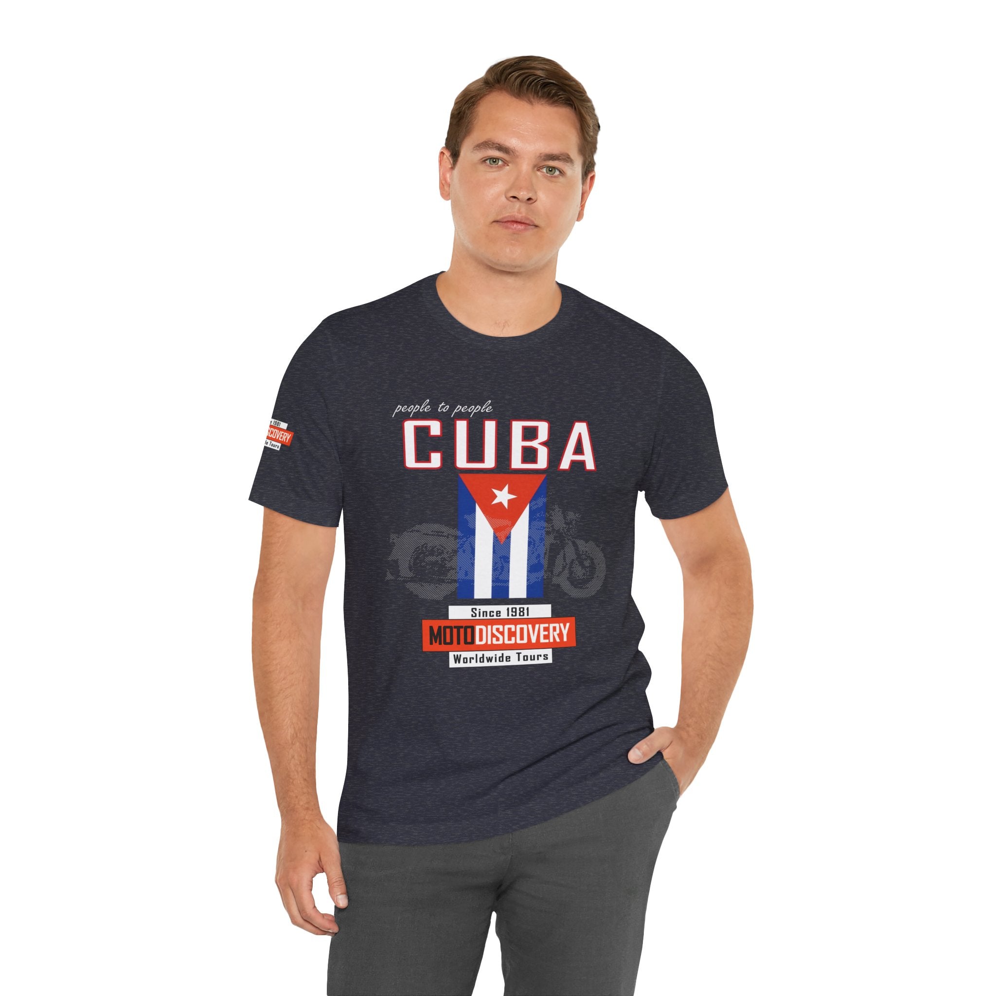Cuba MotoDiscovery Tee — Vintage Cuban Flag Rider T-Shirt