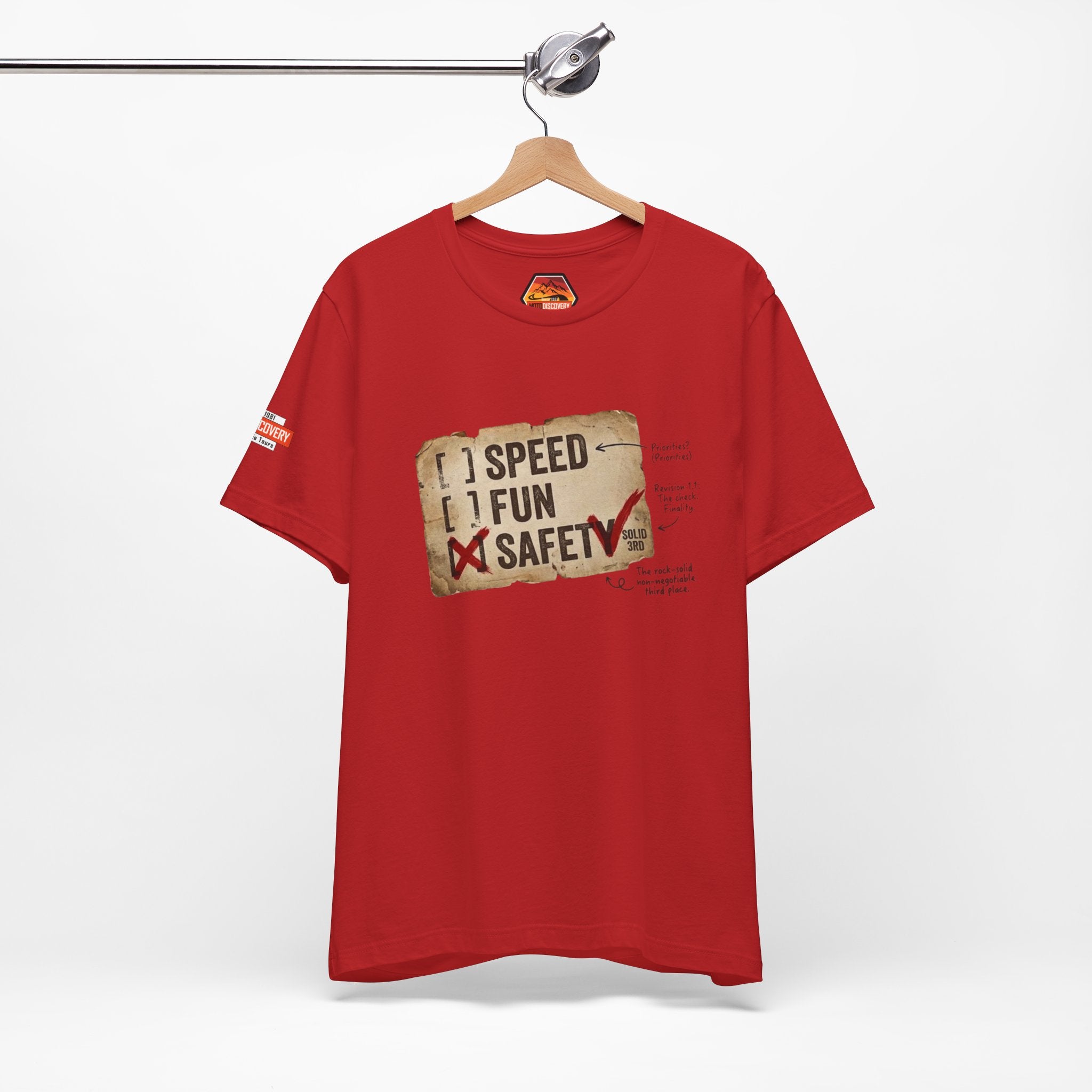 Safety First Tee — "Speed, Fun, Safety" Graphic T-Shirt