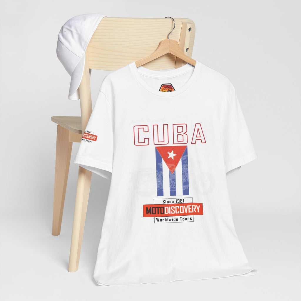 Cuba MotoDiscovery Tee — Vintage Cuban Flag Rider T-Shirt