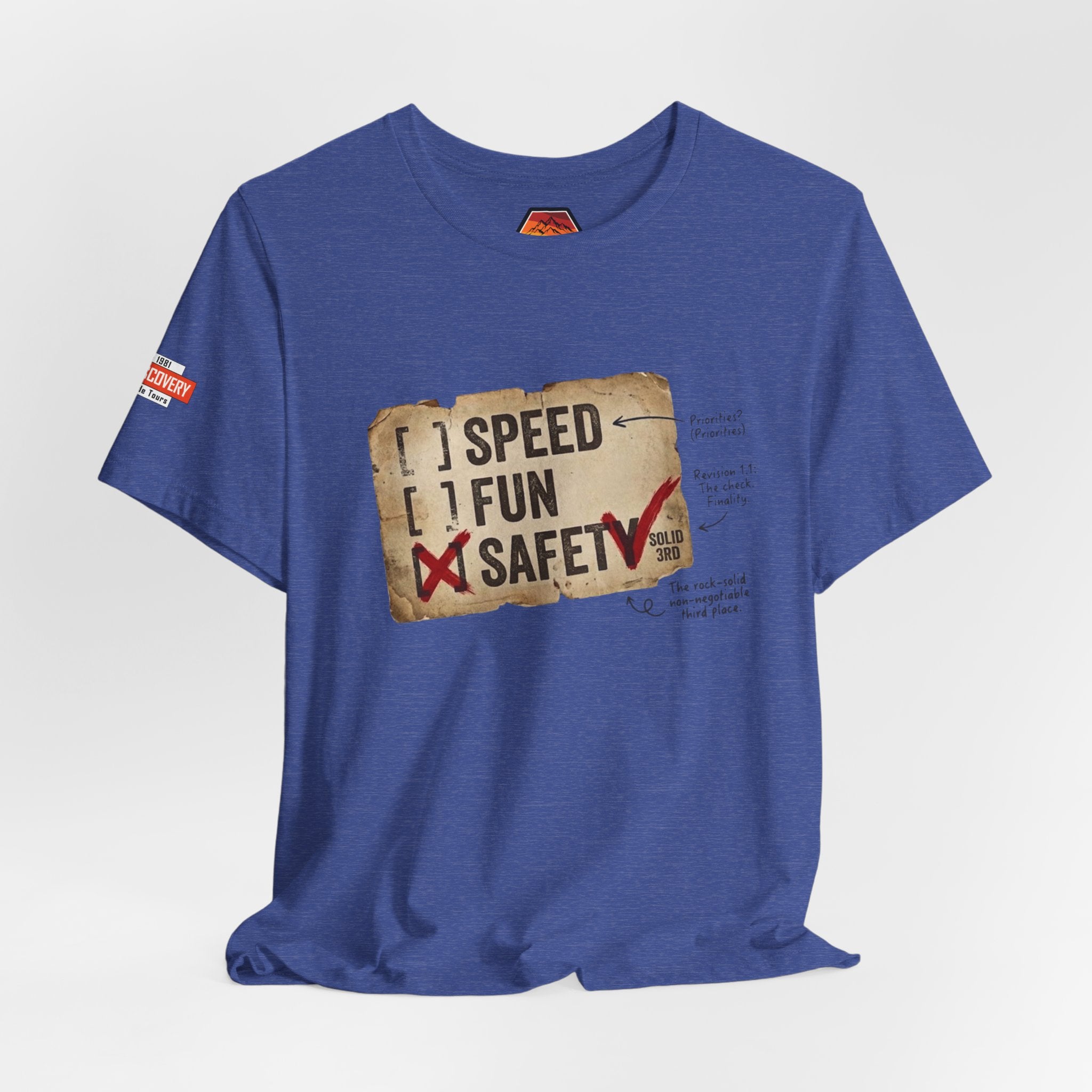 Safety First Tee — "Speed, Fun, Safety" Graphic T-Shirt