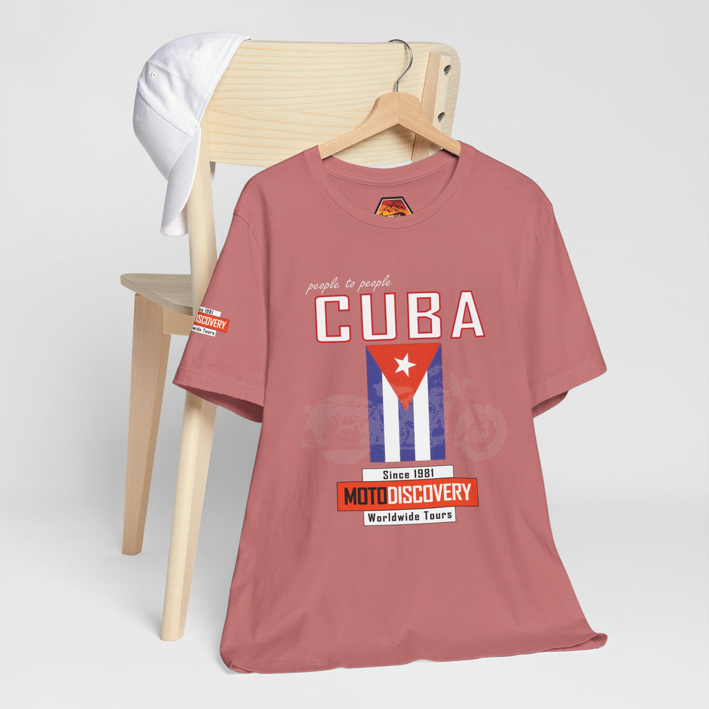 Cuba MotoDiscovery Tee — Vintage Cuban Flag Rider T-Shirt