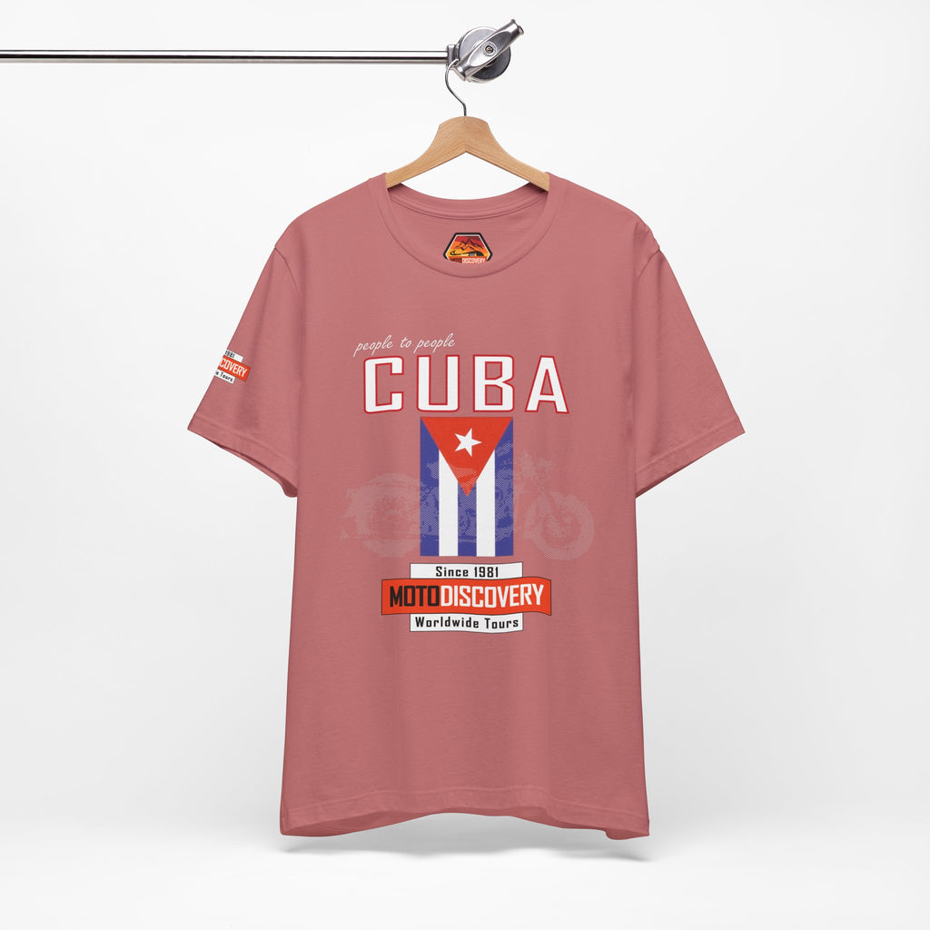 Cuba MotoDiscovery Tee — Vintage Cuban Flag Rider T-Shirt