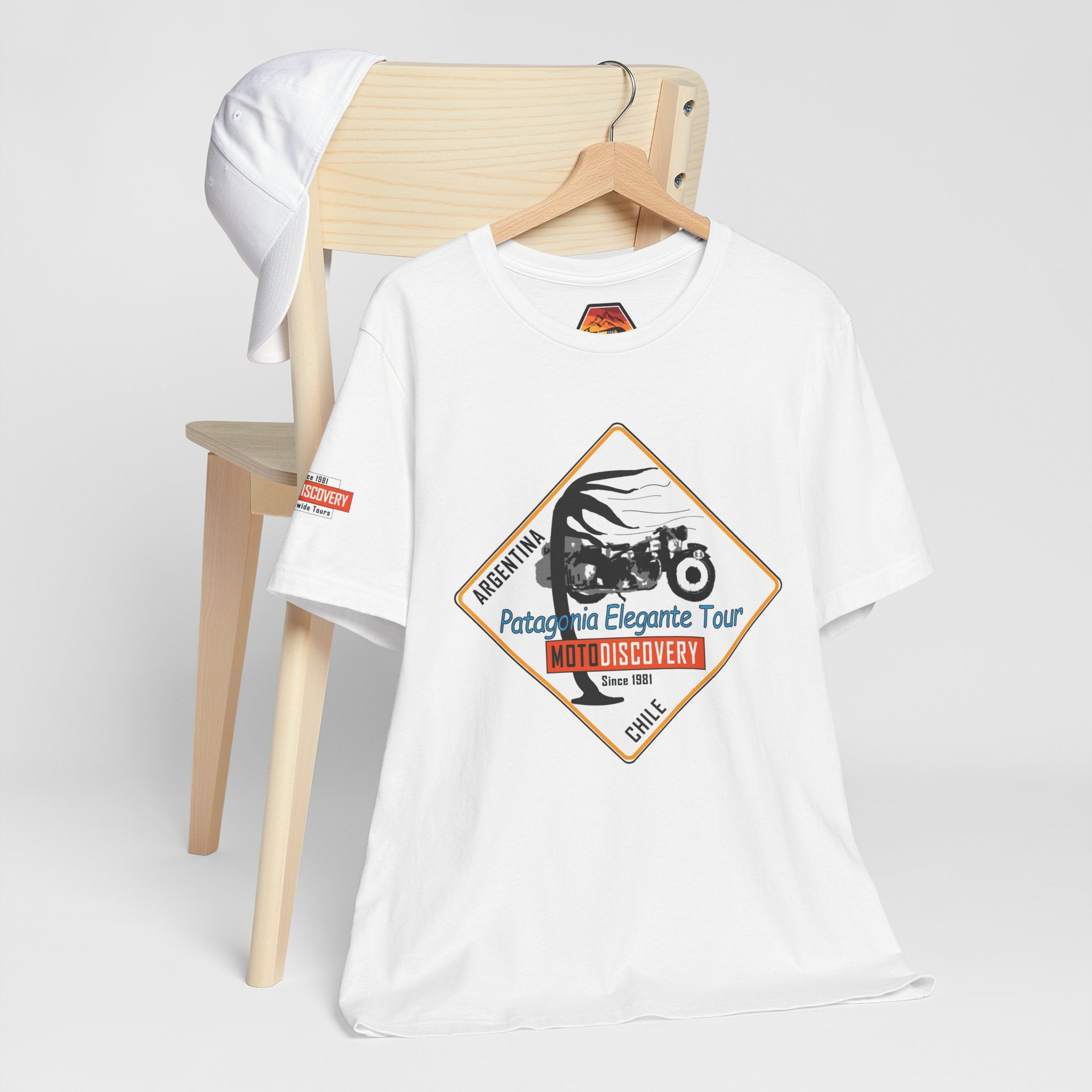 MotoDiscovery Patagonia Tour T-Shirt — 'Patagonia Elegante Tour' Motorcycle Rider Tee