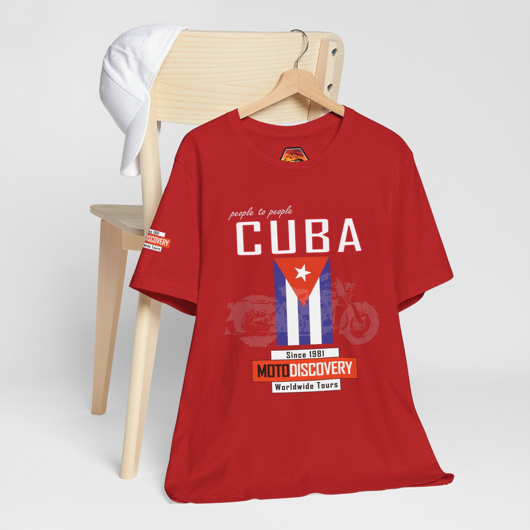 Cuba MotoDiscovery Tee — Vintage Cuban Flag Rider T-Shirt