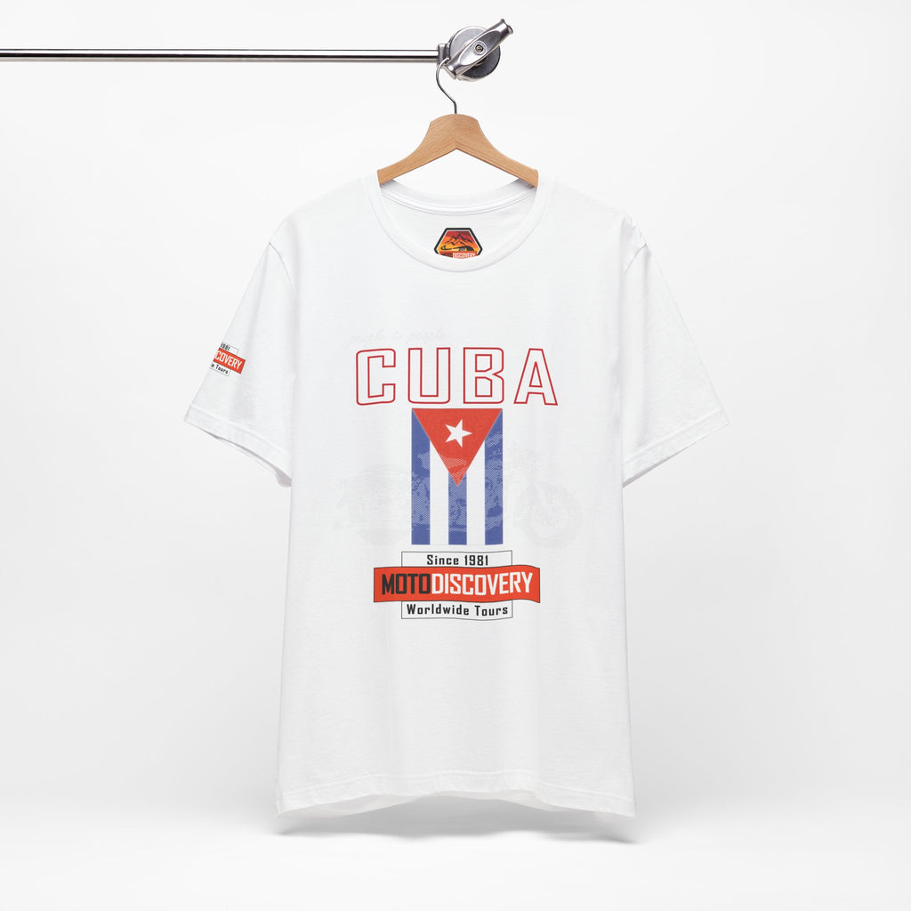 Cuba MotoDiscovery Tee — Vintage Cuban Flag Rider T-Shirt