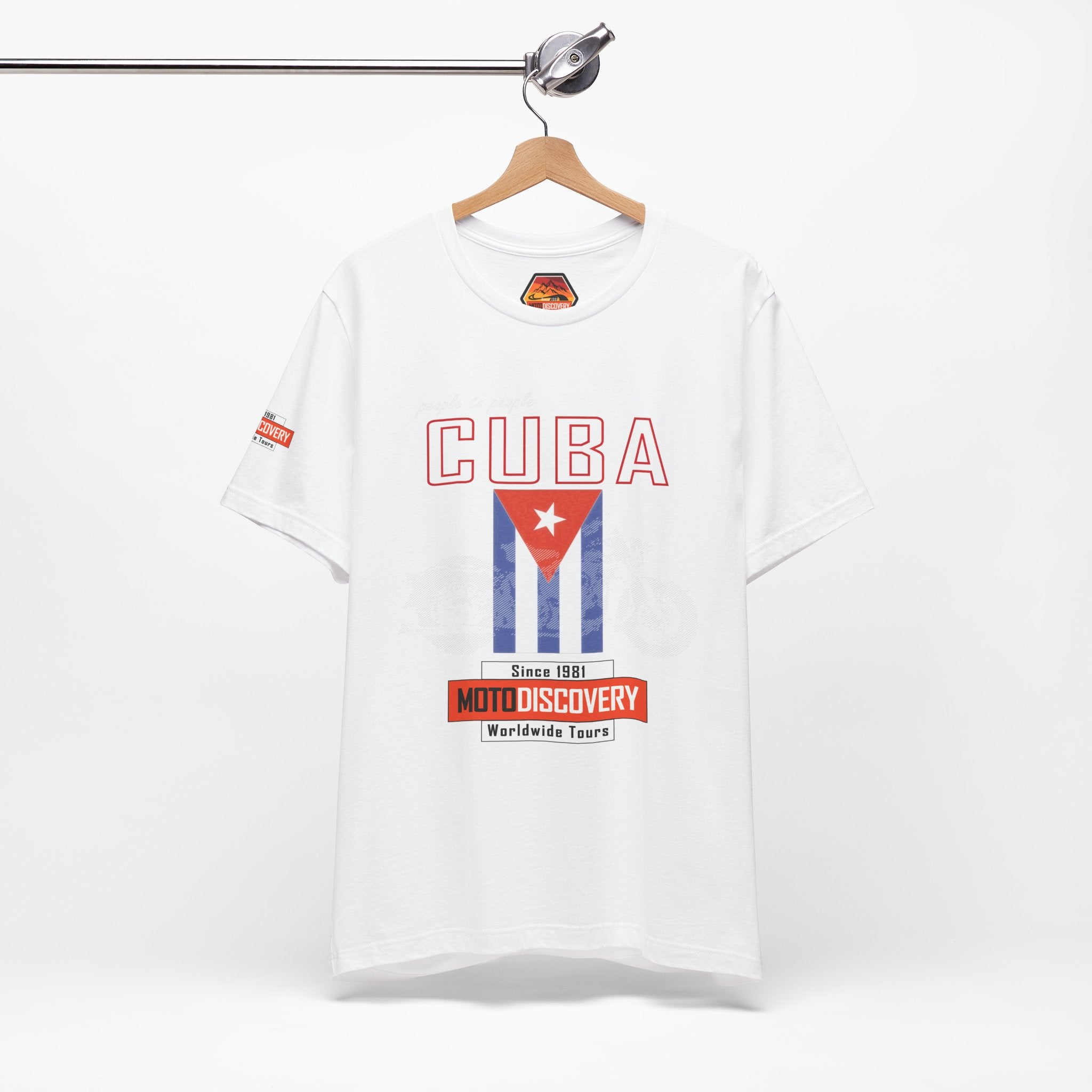 Cuba MotoDiscovery Tee — Vintage Cuban Flag Rider T-Shirt