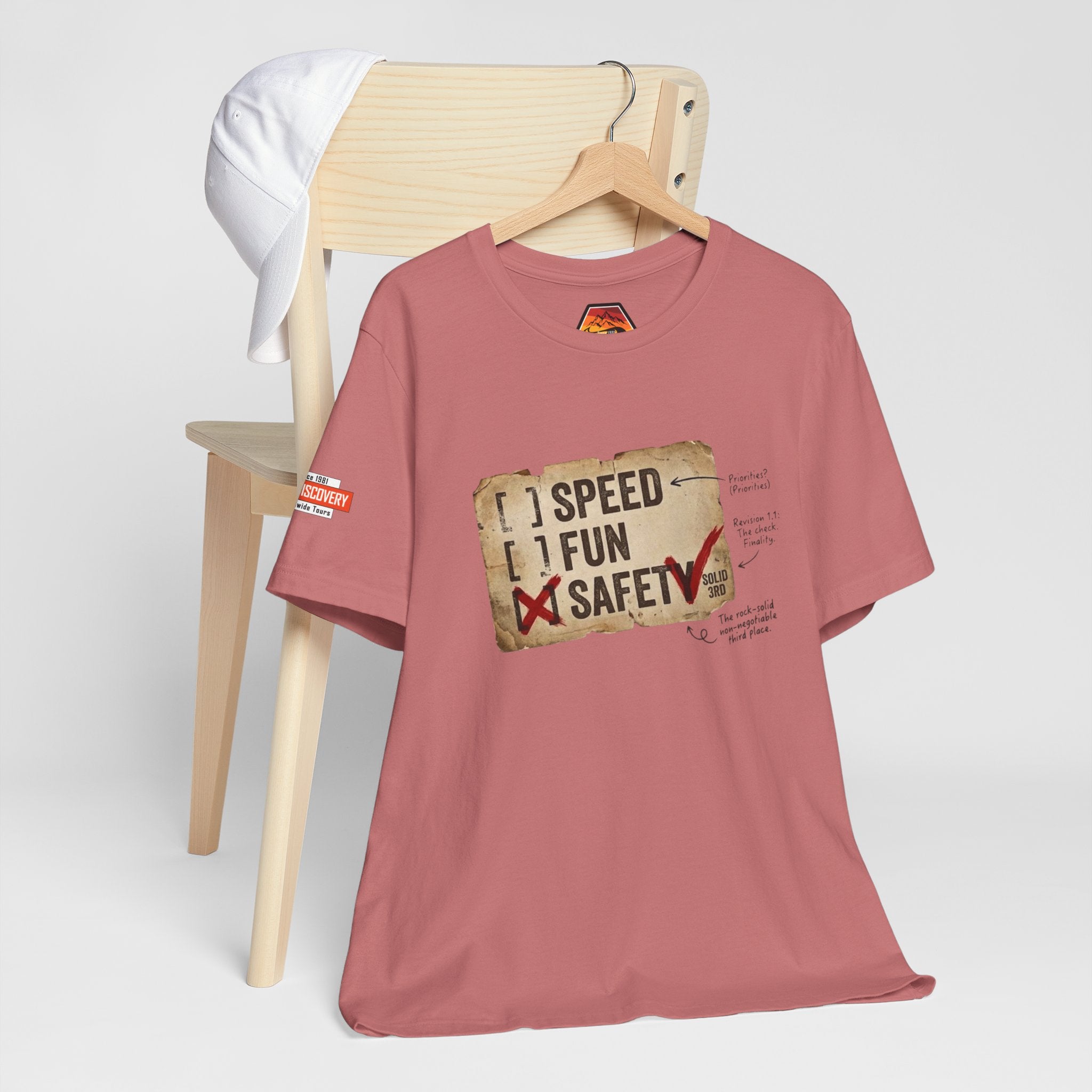 Safety First Tee — "Speed, Fun, Safety" Graphic T-Shirt