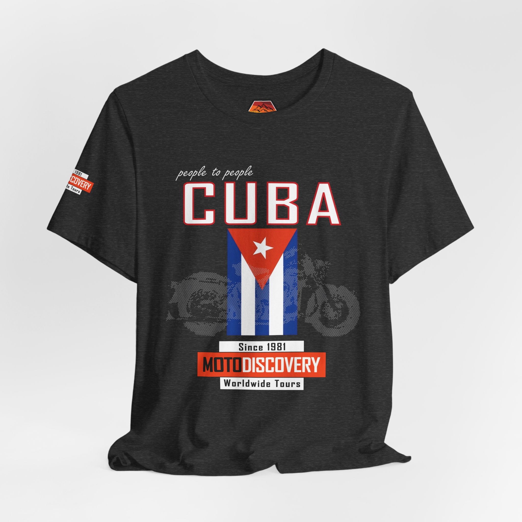 Cuba MotoDiscovery Tee — Vintage Cuban Flag Rider T-Shirt
