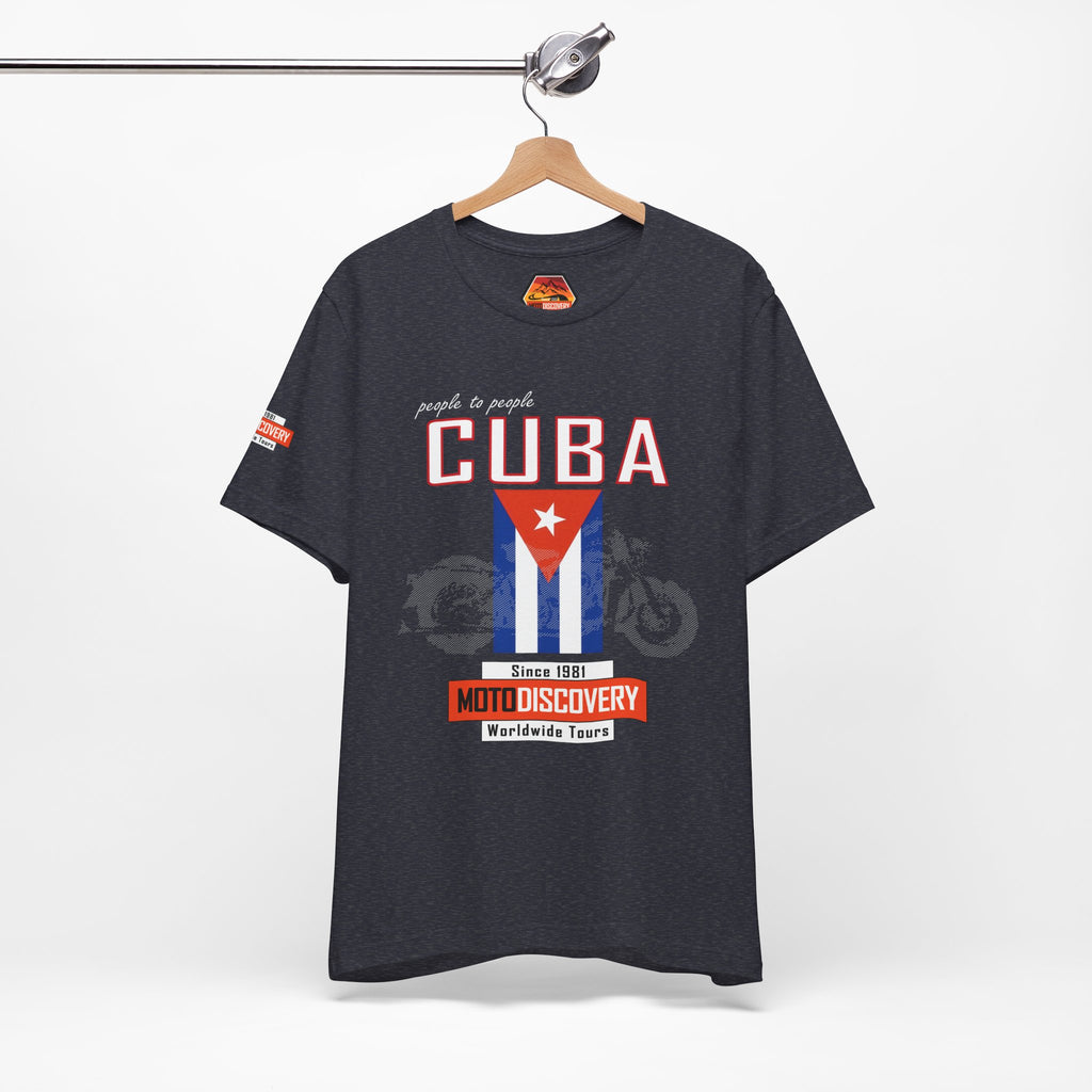Cuba MotoDiscovery Tee — Vintage Cuban Flag Rider T-Shirt
