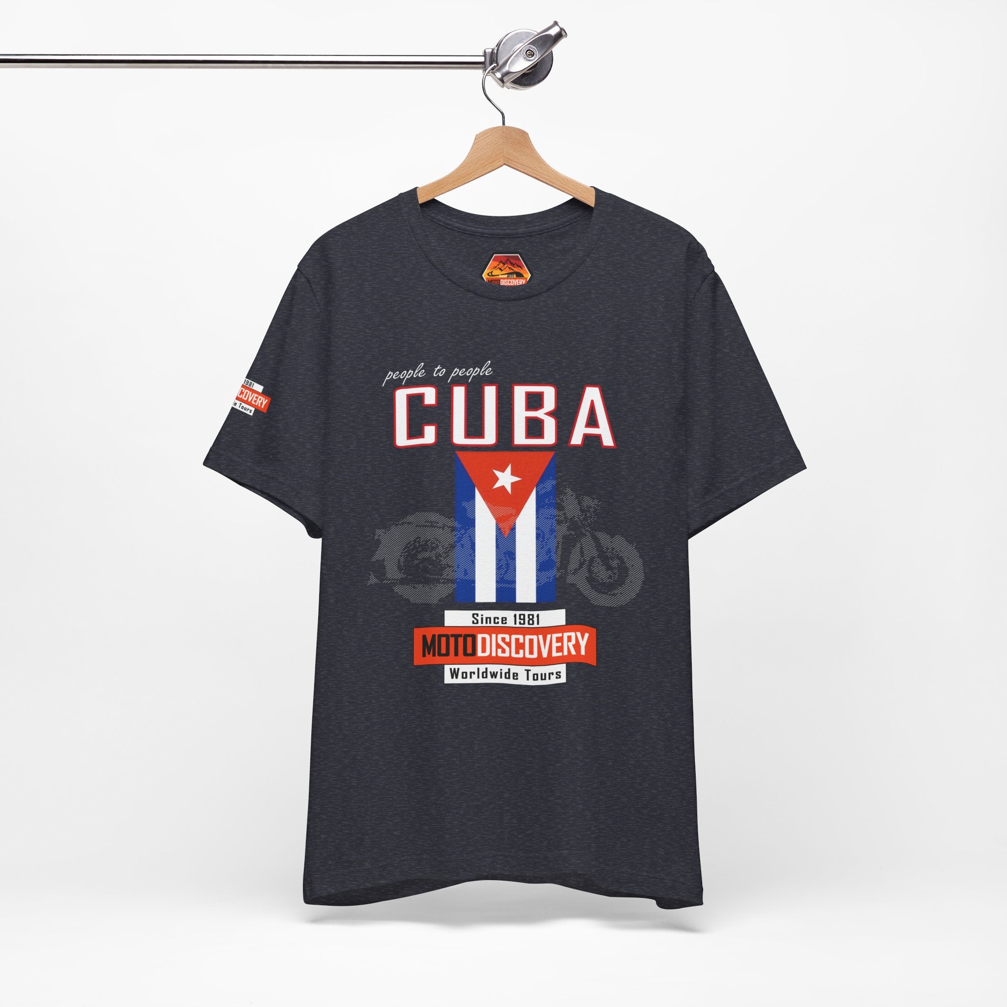 Cuba MotoDiscovery Tee — Vintage Cuban Flag Rider T-Shirt