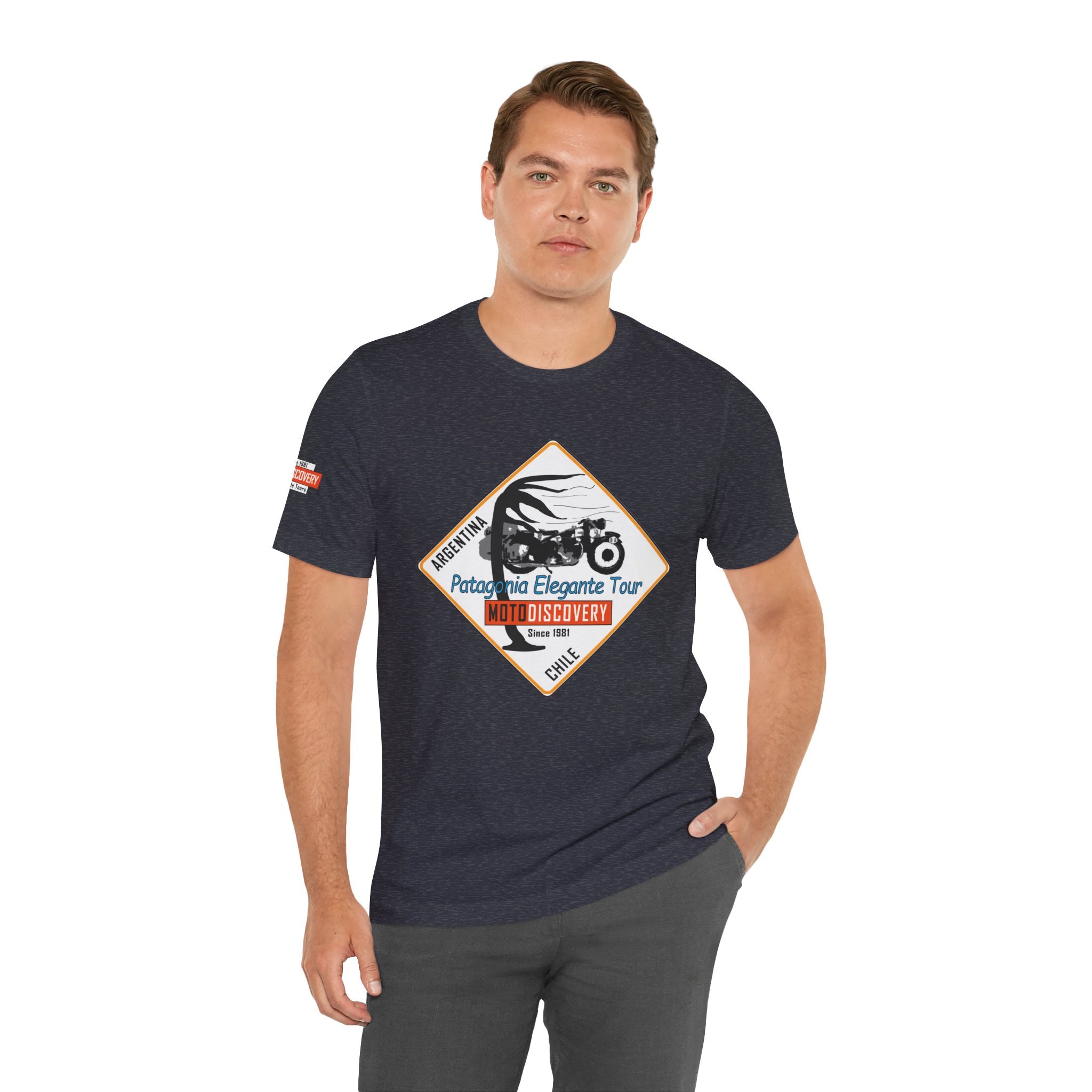 MotoDiscovery Patagonia Tour T-Shirt — 'Patagonia Elegante Tour' Motorcycle Rider Tee