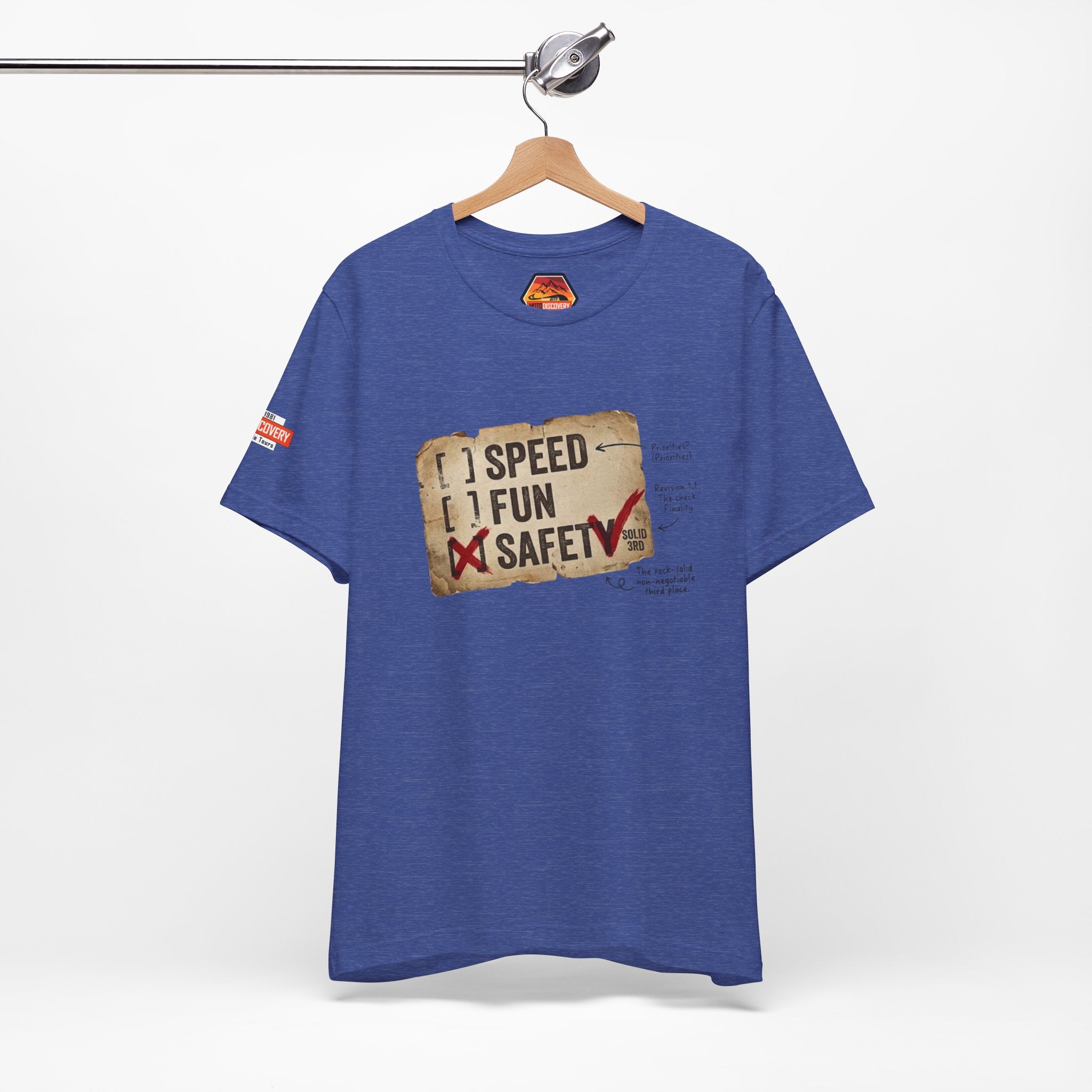 Safety First Tee — "Speed, Fun, Safety" Graphic T-Shirt