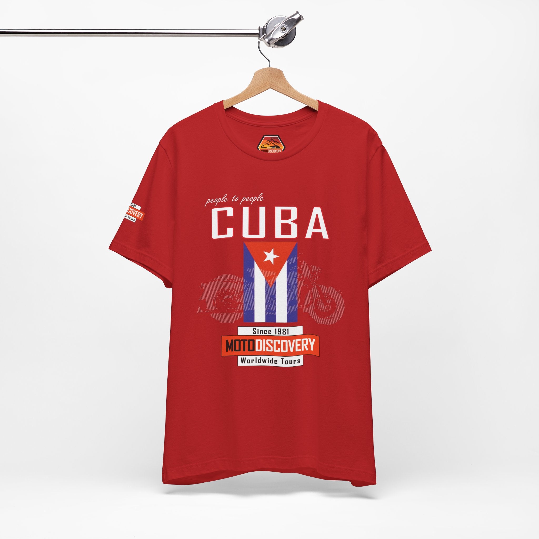 Cuba MotoDiscovery Tee — Vintage Cuban Flag Rider T-Shirt