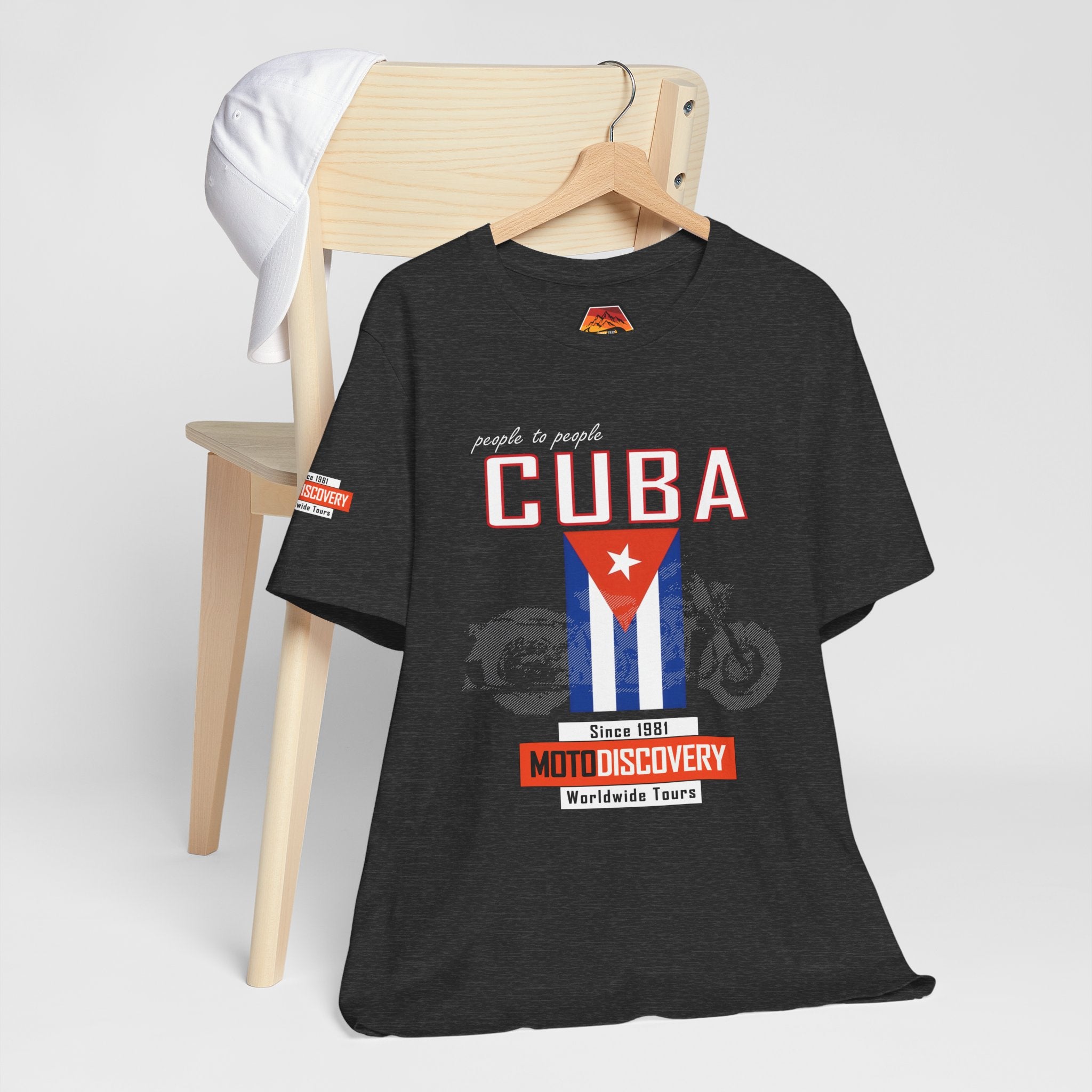 Cuba MotoDiscovery Tee — Vintage Cuban Flag Rider T-Shirt