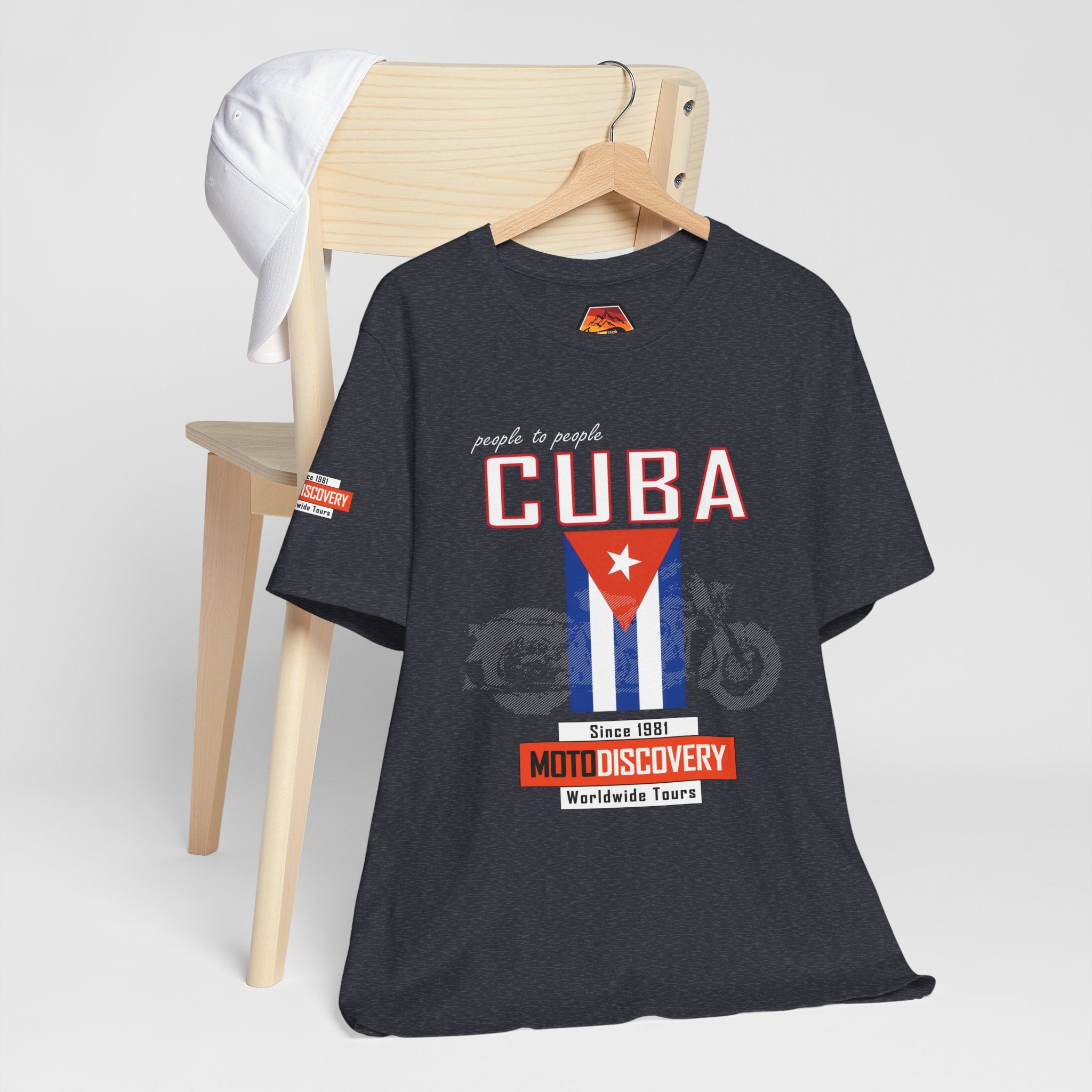 Cuba MotoDiscovery Tee — Vintage Cuban Flag Rider T-Shirt