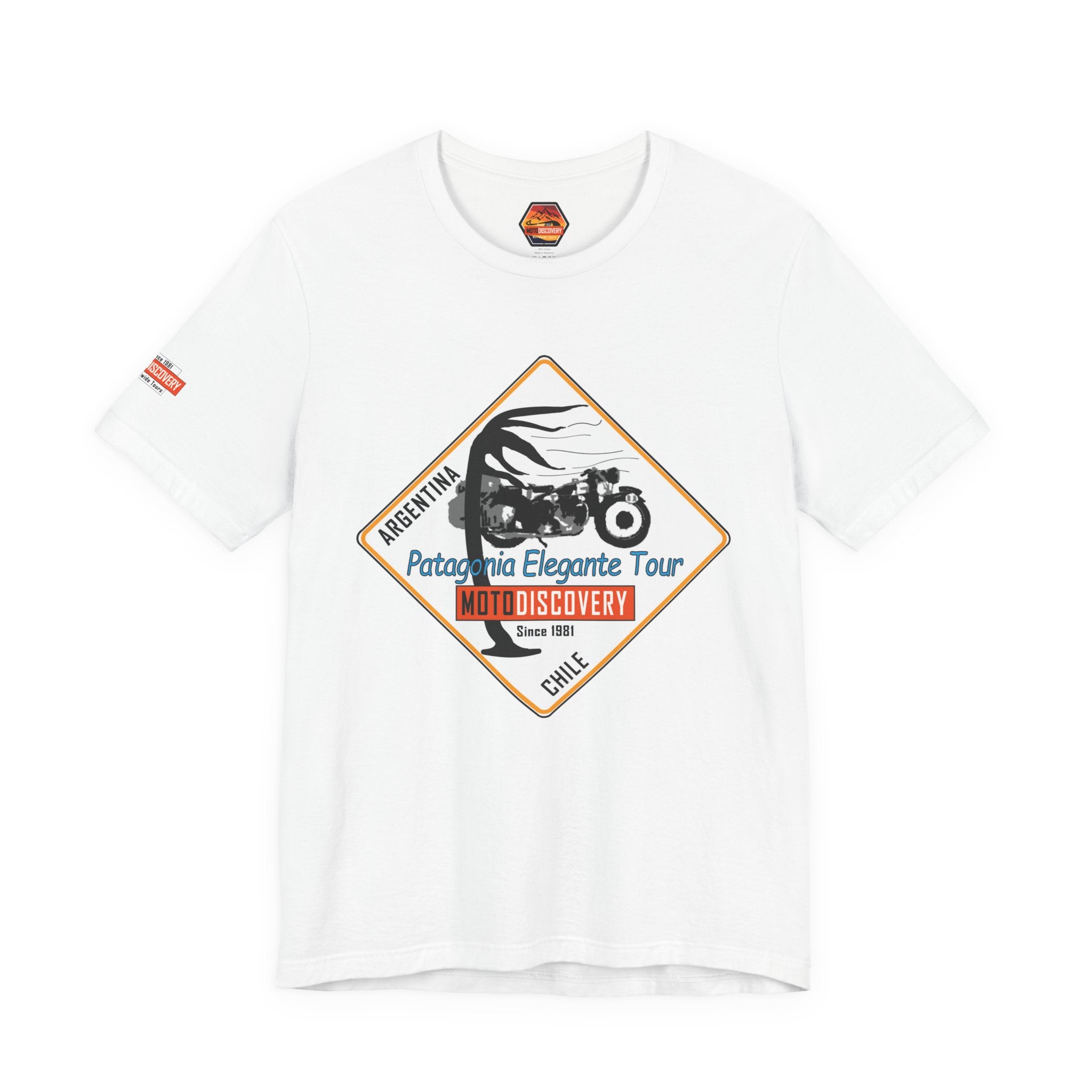 MotoDiscovery Patagonia Tour T-Shirt — 'Patagonia Elegante Tour' Motorcycle Rider Tee