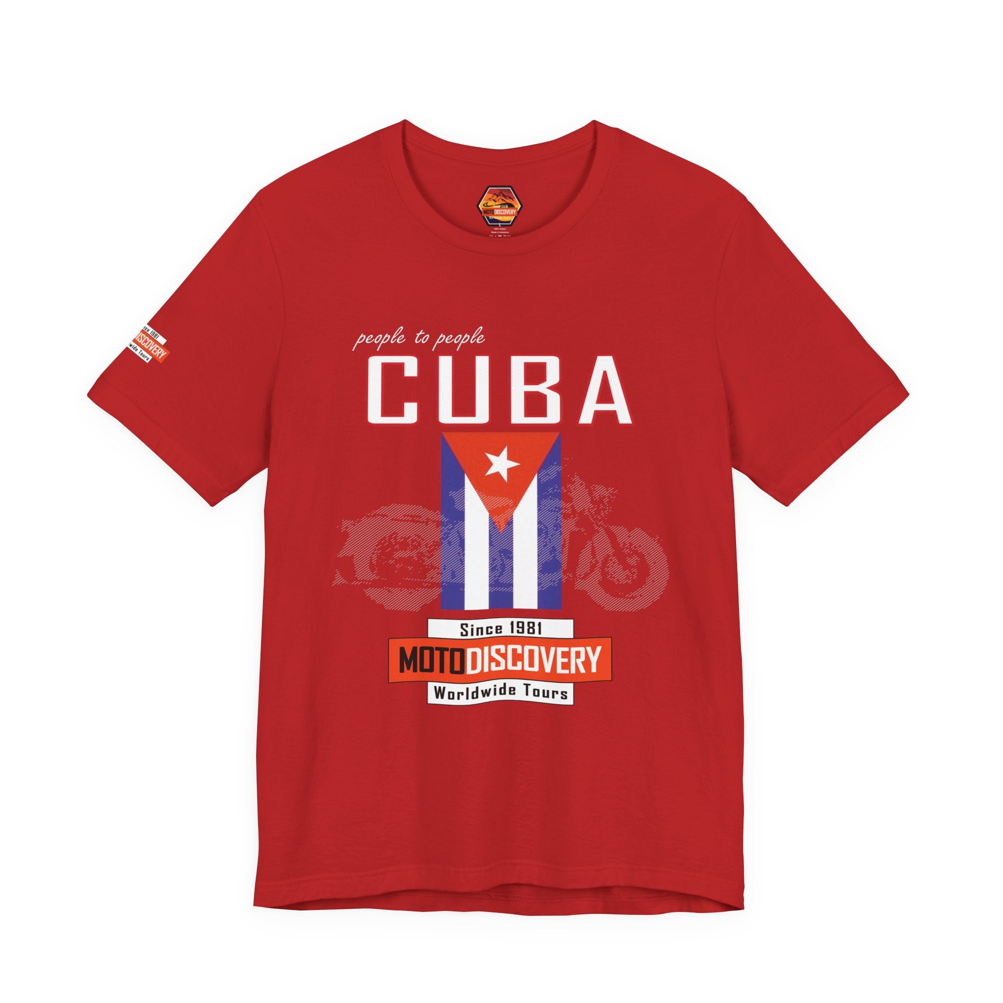 Cuba MotoDiscovery Tee — Vintage Cuban Flag Rider T-Shirt