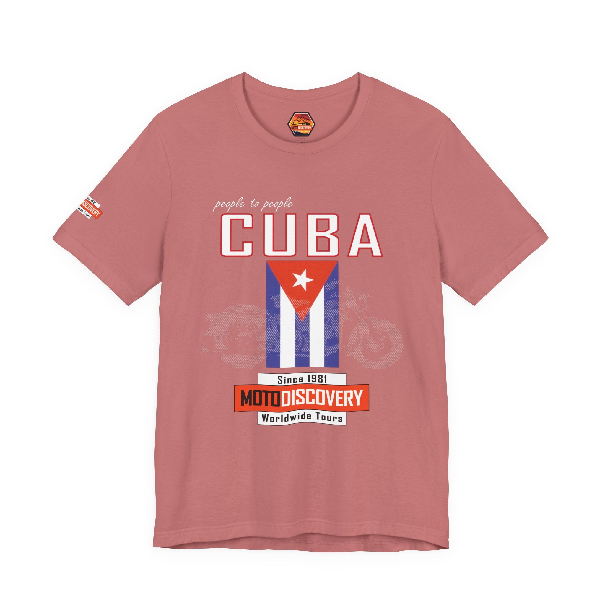Cuba MotoDiscovery Tee — Vintage Cuban Flag Rider T-Shirt