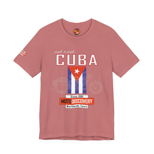 Cuba MotoDiscovery Tee — Vintage Cuban Flag Rider T-Shirt