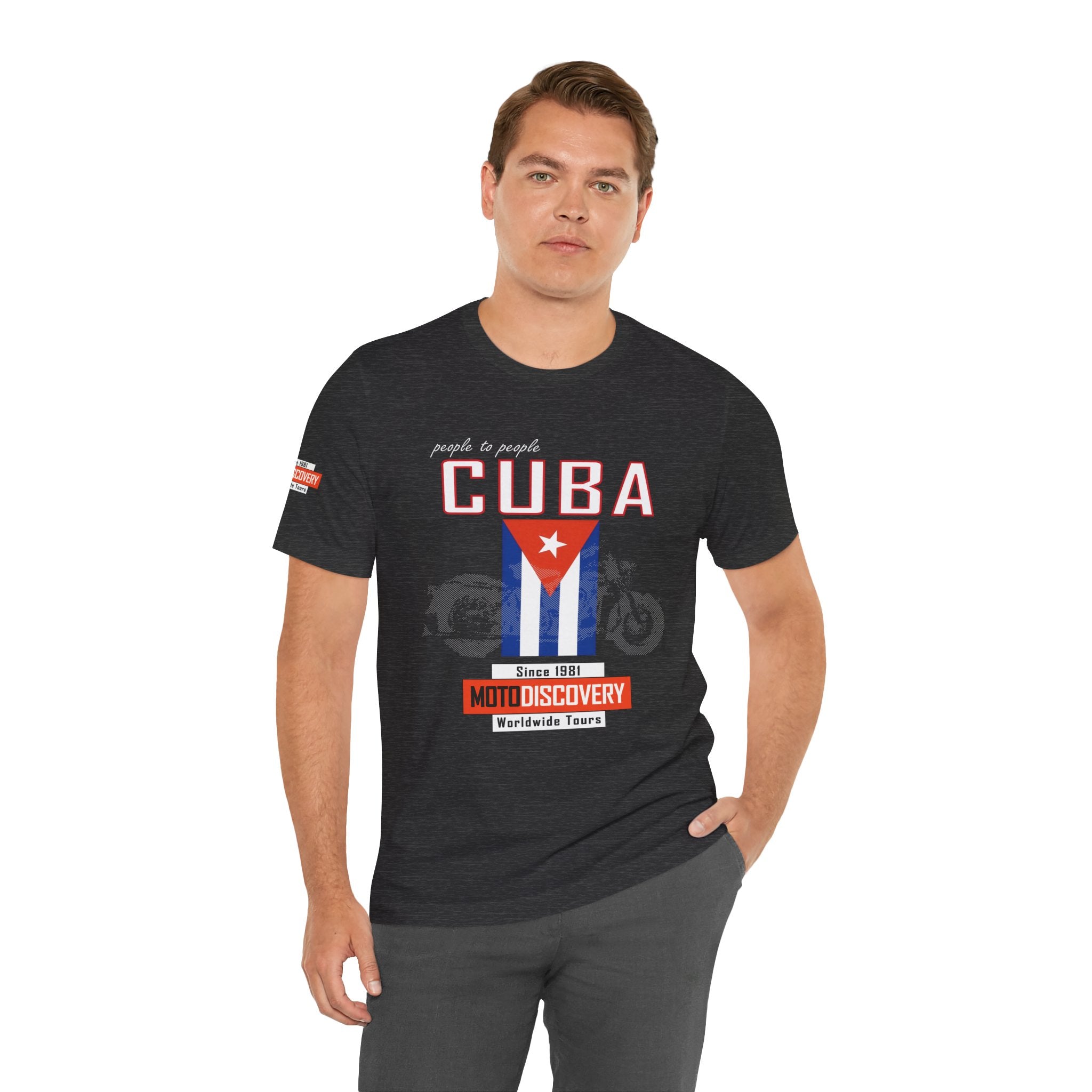 Cuba MotoDiscovery Tee — Vintage Cuban Flag Rider T-Shirt