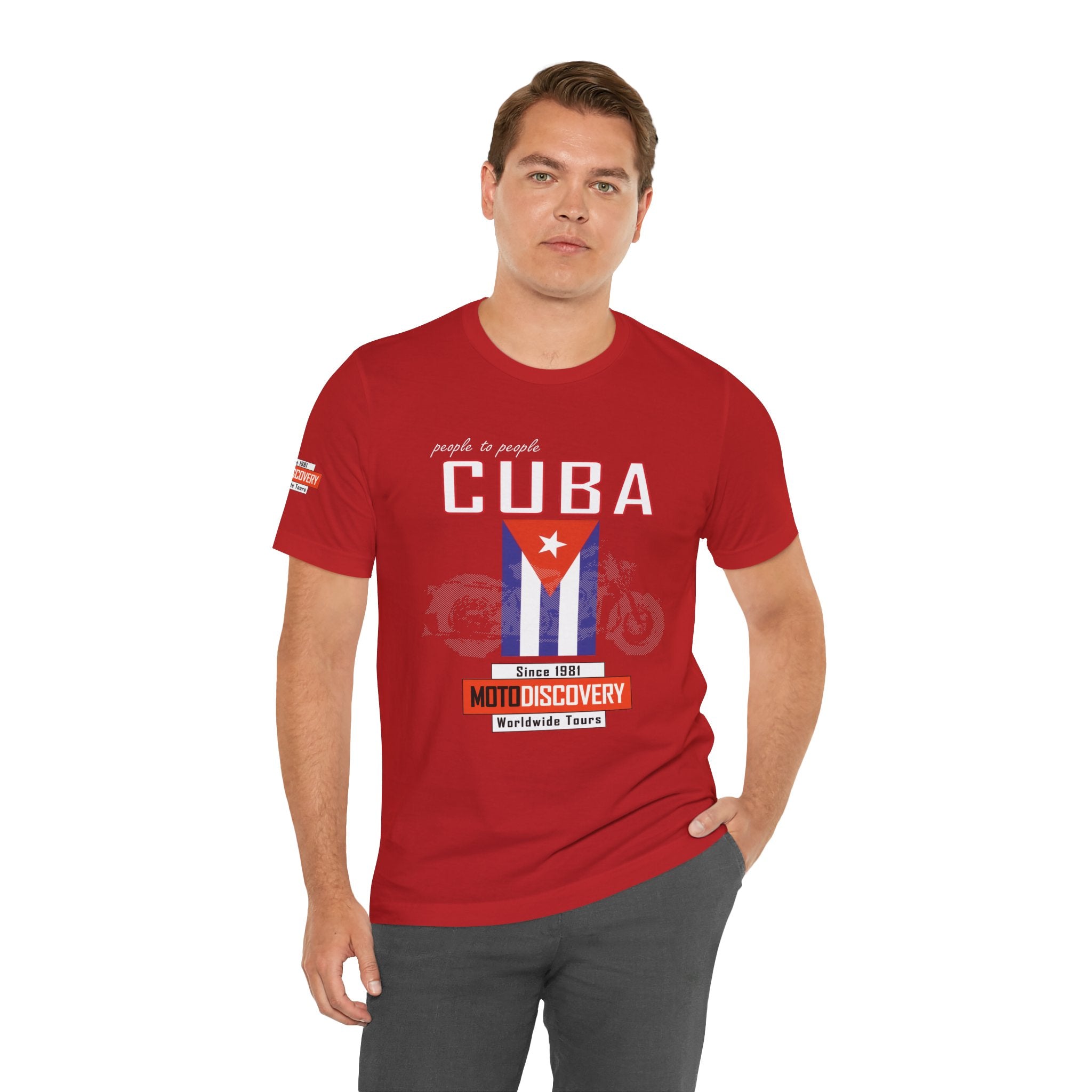 Cuba MotoDiscovery Tee — Vintage Cuban Flag Rider T-Shirt